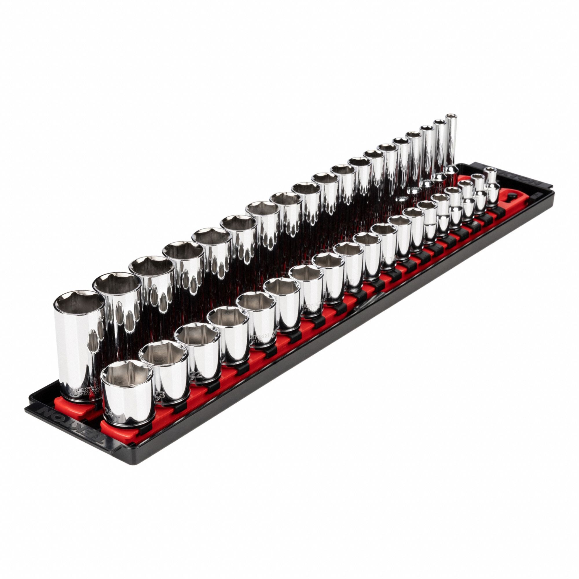 Socket Set: 3/8 in Drive, 38 Piece, 6-Point, Metric, 6 mm to 24 mm