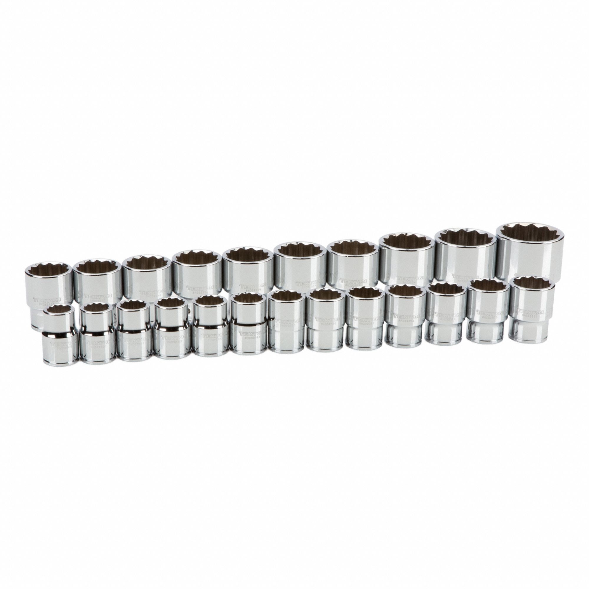 Socket Set: 3/4 in Drive, 23 Piece, 12-Point, Metric, 19 mm to 50 mm
