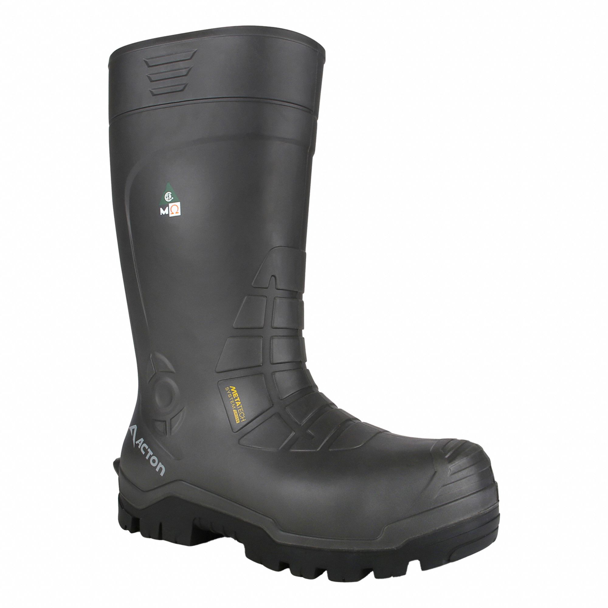 WORK BOOTS, MENS/COMPOSITE TOE/KNEE/INSULATED/WATERPROOF, GY, SZ 12/MED W/15 IN H, RUBBER/PU/4GRIP