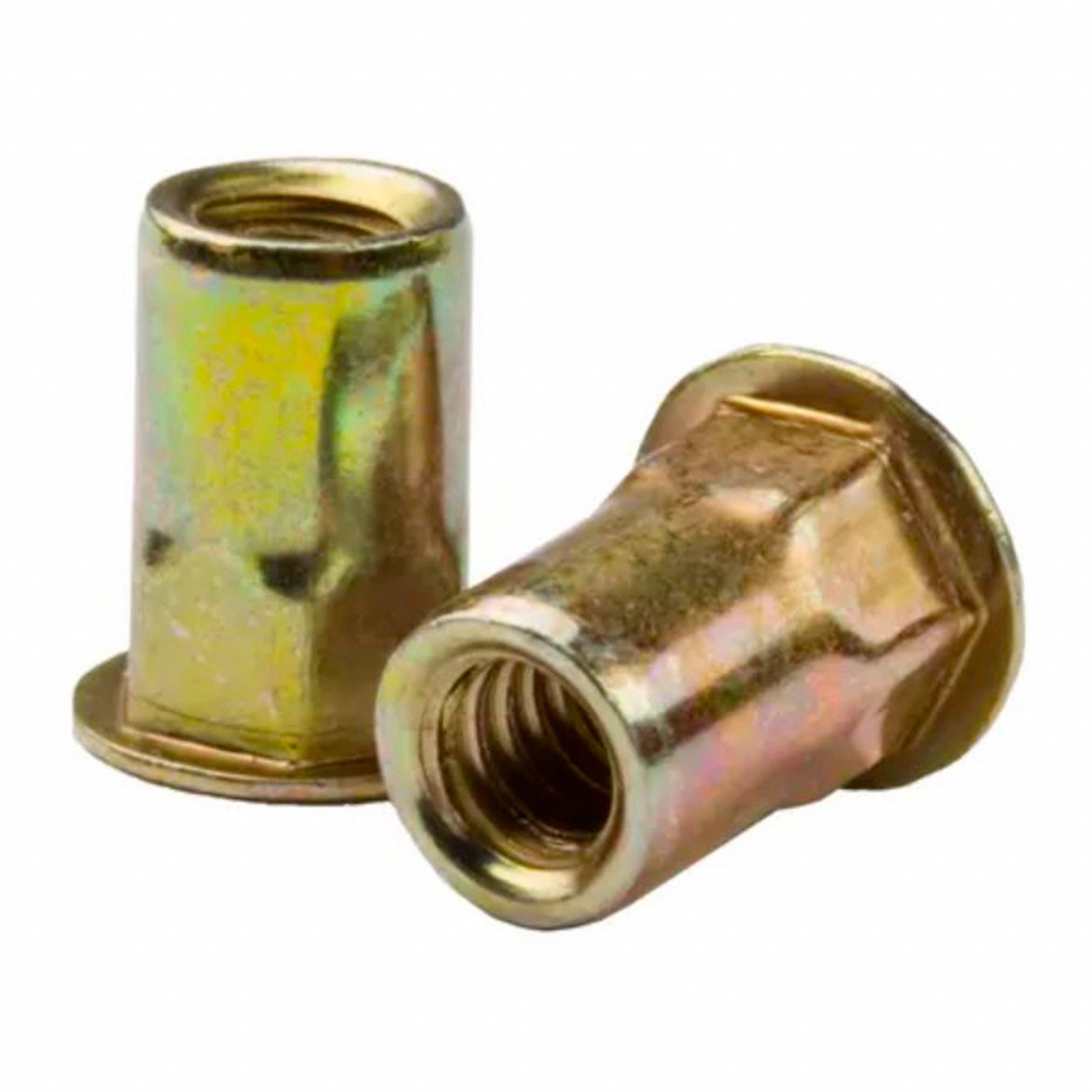 RIVET NUT, ALUMINUM, BRASS, STAINLESS STEEL, STEEL ¼"-20 THREAD, ZINC PLATED FINISH