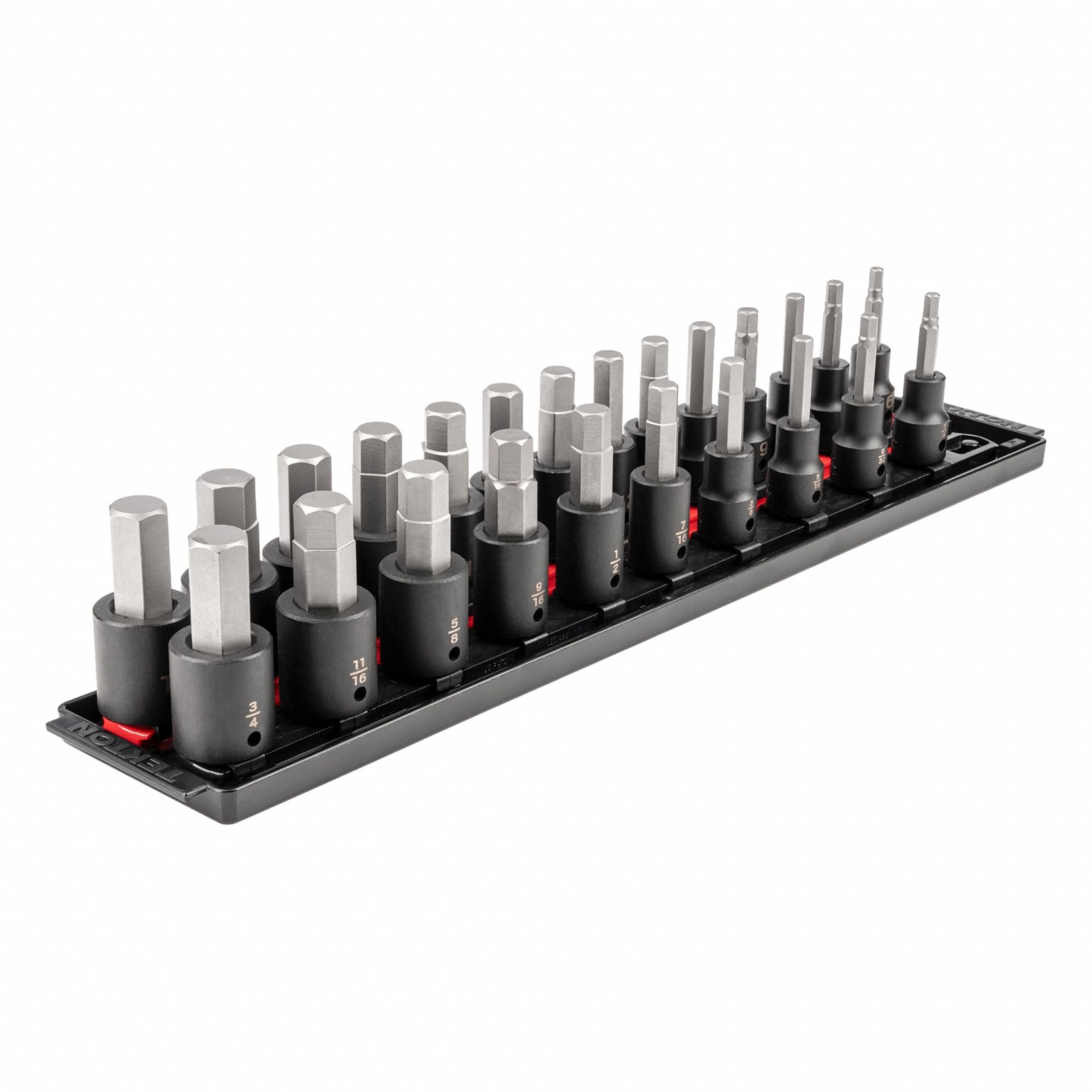 Socket Set: SAE/Metric, 1/2 in Drive Size, 24 Pieces, Fixed Insert, Hex Tip