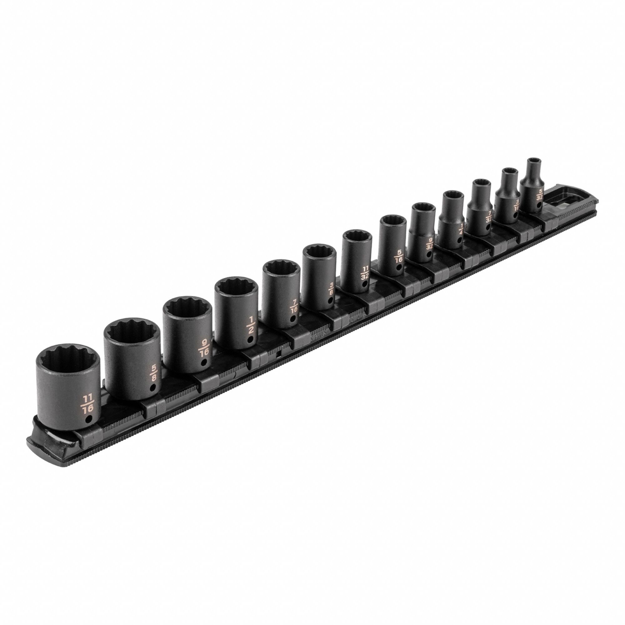 Impact Socket Set: 1/4 in Drive Size, Small Set (0-50 pieces) Set Size, 13 Pieces, SAE