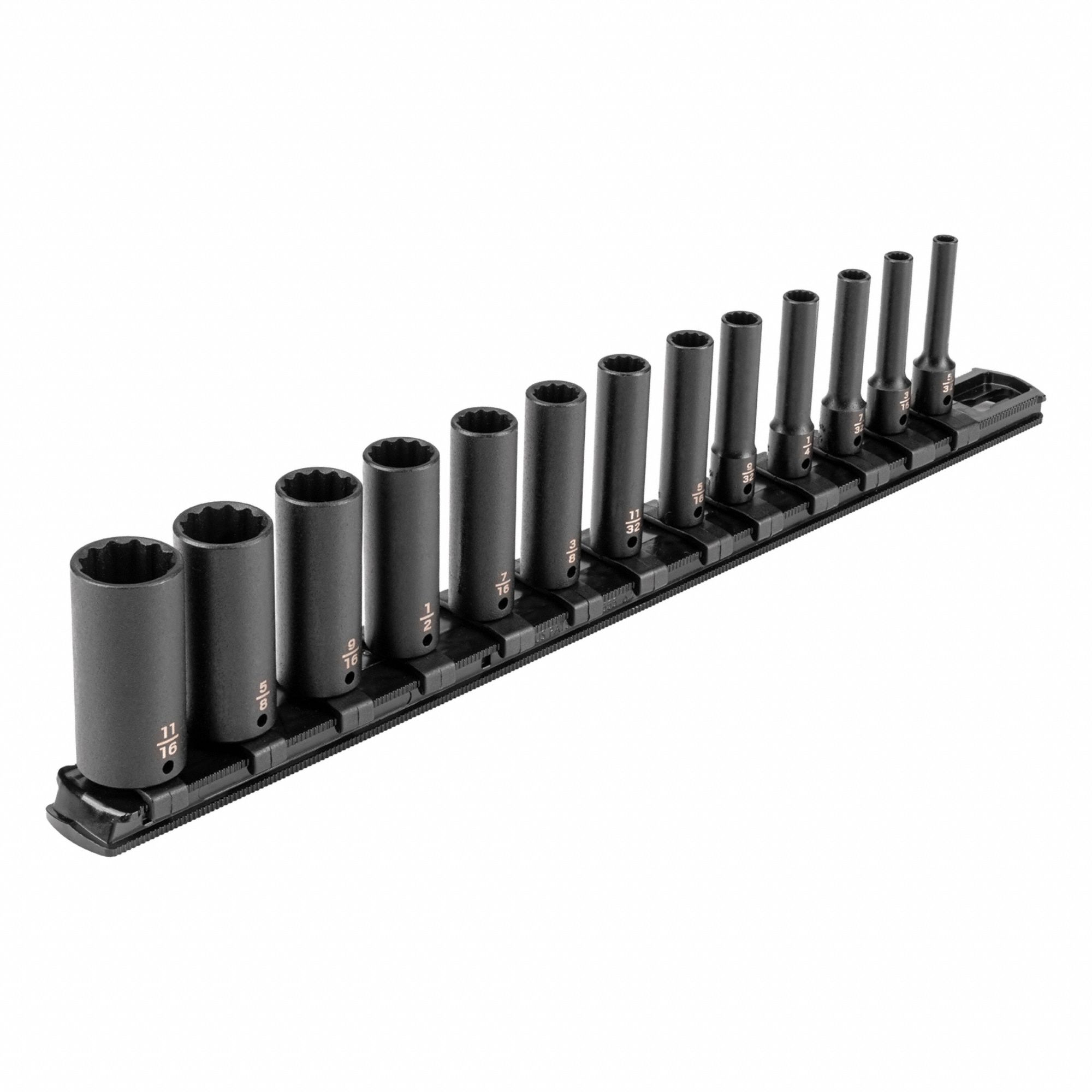 Impact Socket Set: 1/4 in Drive Size, Small Set (0-50 pieces) Set Size, 13 Pieces, SAE