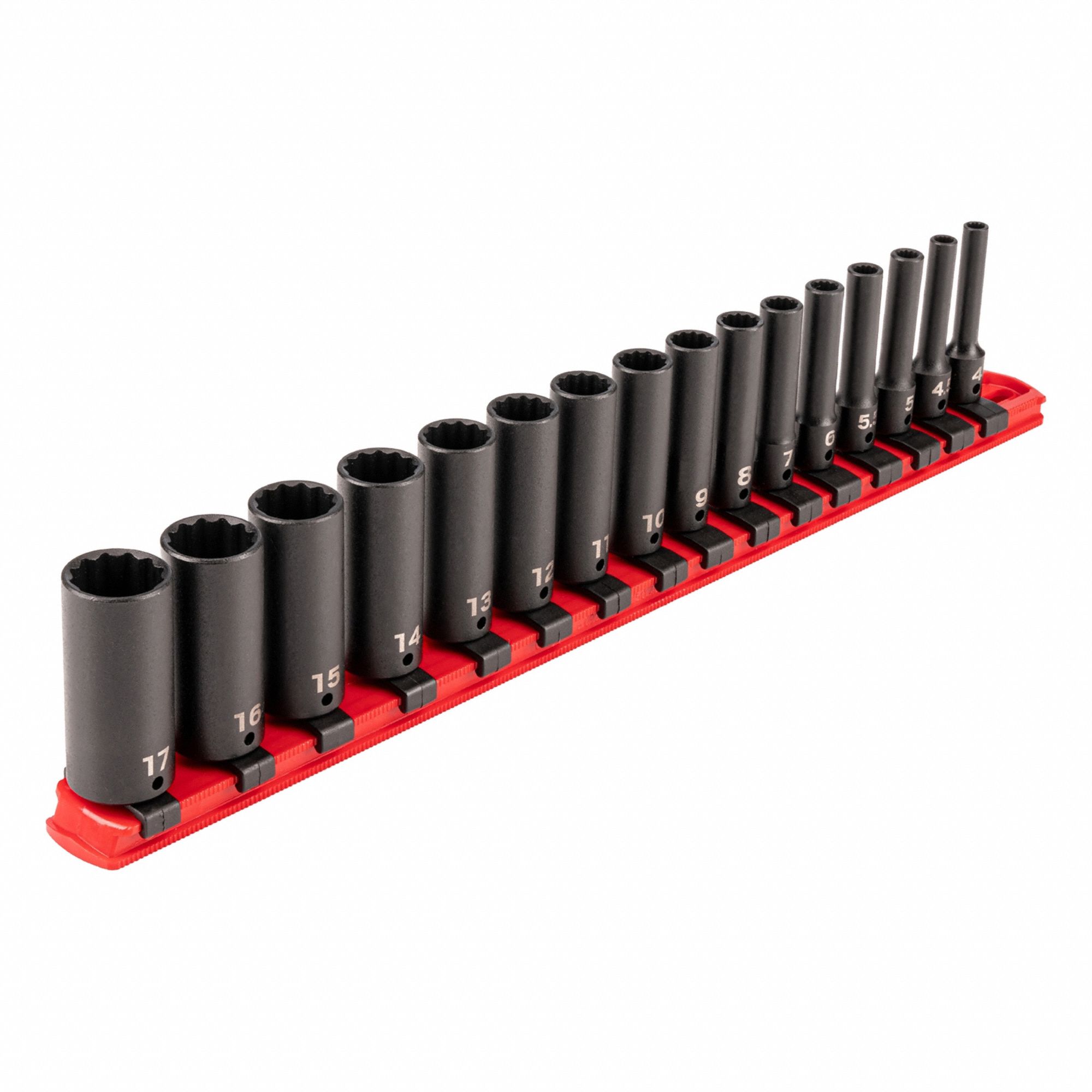 Impact Socket Set: 1/4 in Drive Size, Small Set (0-50 pieces) Set Size, 16 Pieces, Metric