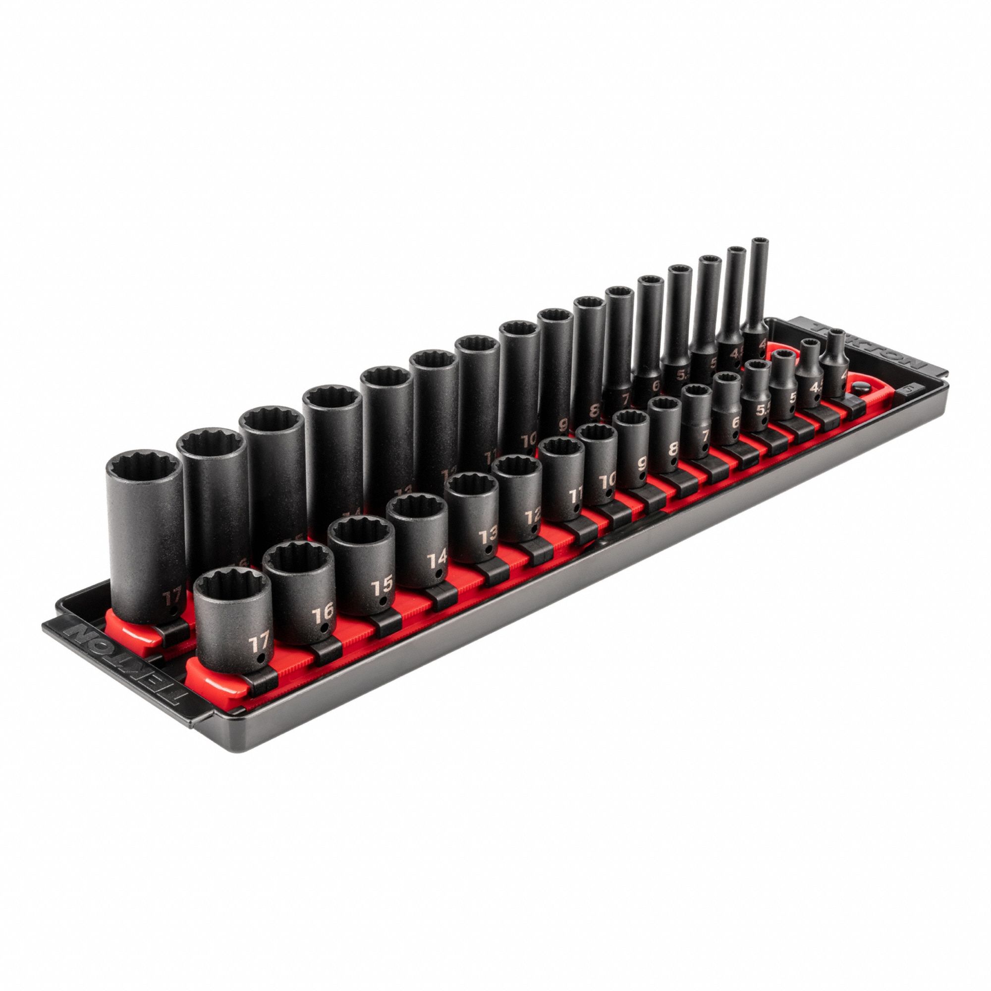 Impact Socket Set: 1/4 in Drive Size, Small Set (0-50 pieces) Set Size, 32 Pieces, Metric