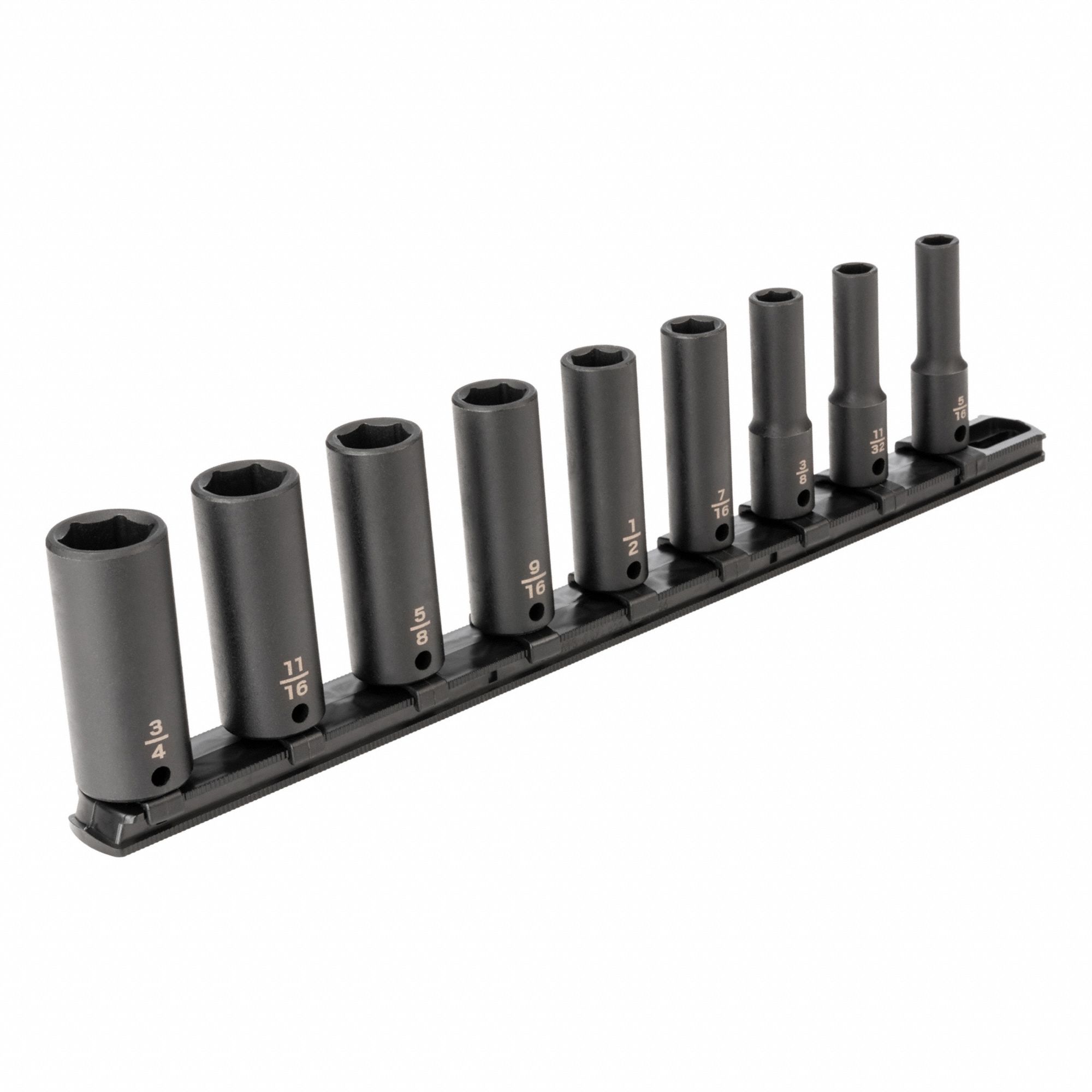 Impact Socket Set: 3/8 in Drive Size, Small Set (0-50 pieces) Set Size, 9 Pieces, (0) 6-Point