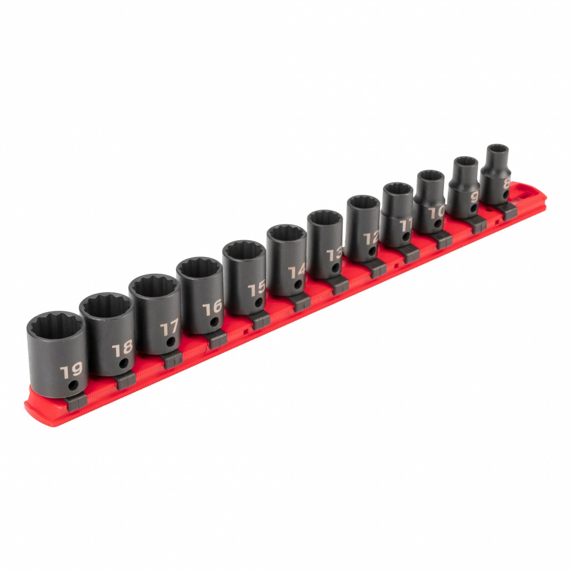 Impact Socket Set: 3/8 in Drive Size, Small Set (0-50 pieces) Set Size, 12 Pieces, Metric