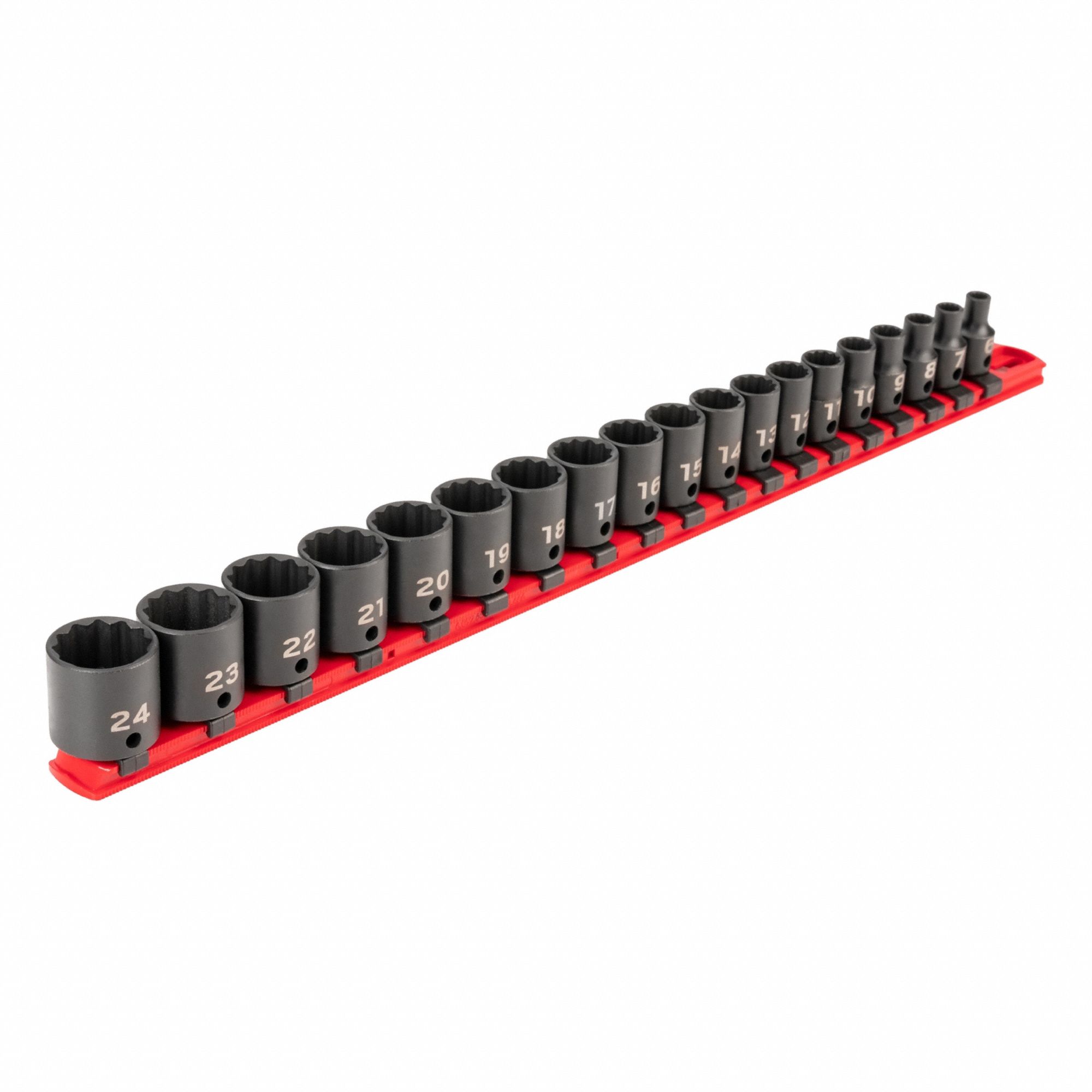 Impact Socket Set: 3/8 in Drive Size, Small Set (0-50 pieces) Set Size, 19 Pieces, Metric