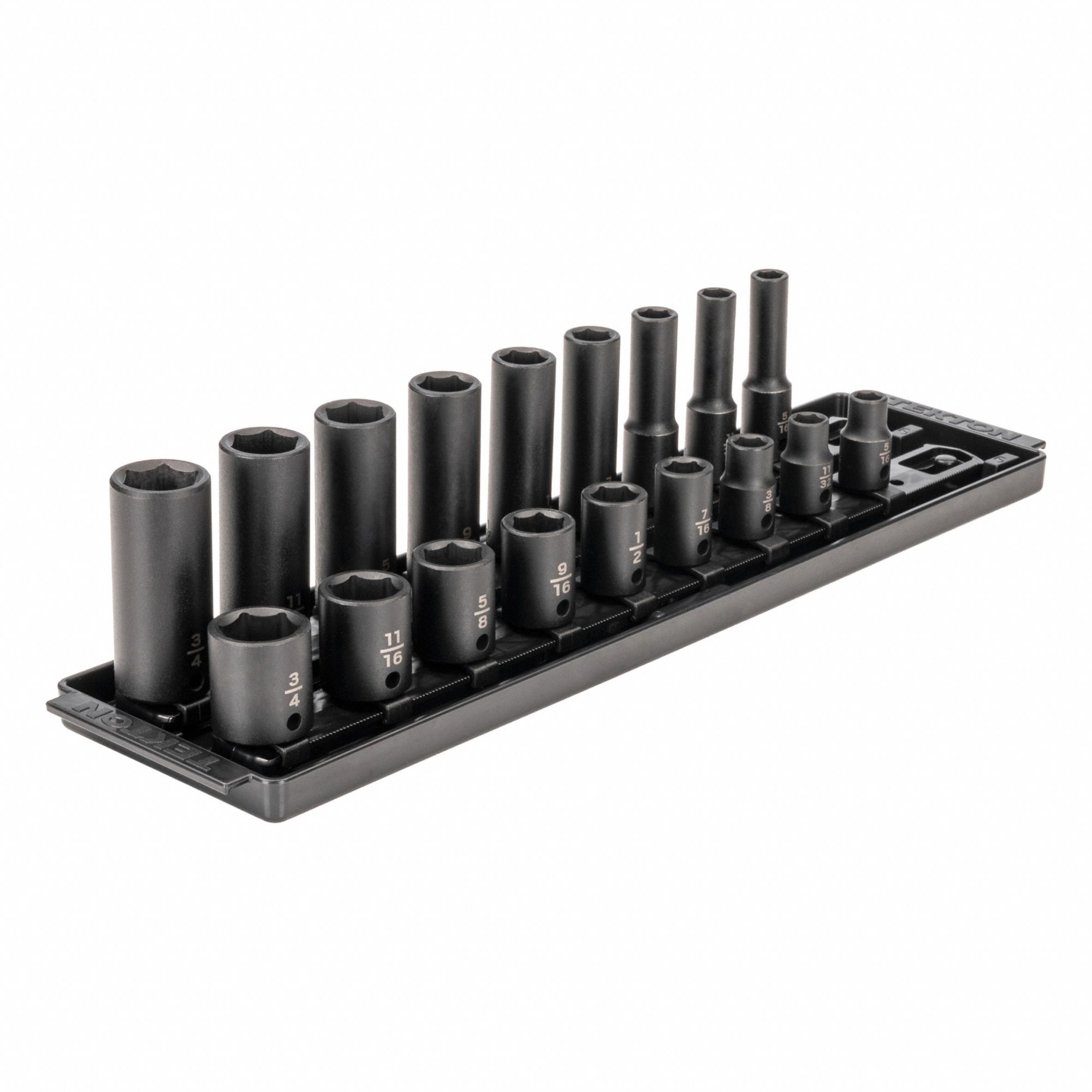 Impact Socket Set: 3/8 in Drive Size, Small Set (0-50 pieces) Set Size, 18 Pieces, SAE