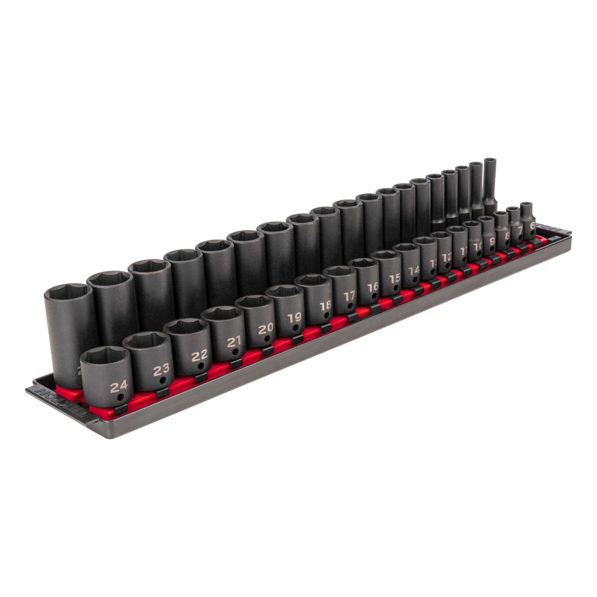 Impact Socket Set: 3/8 in Drive Size, Small Set (0-50 pieces) Set Size, 38 Pieces, Metric