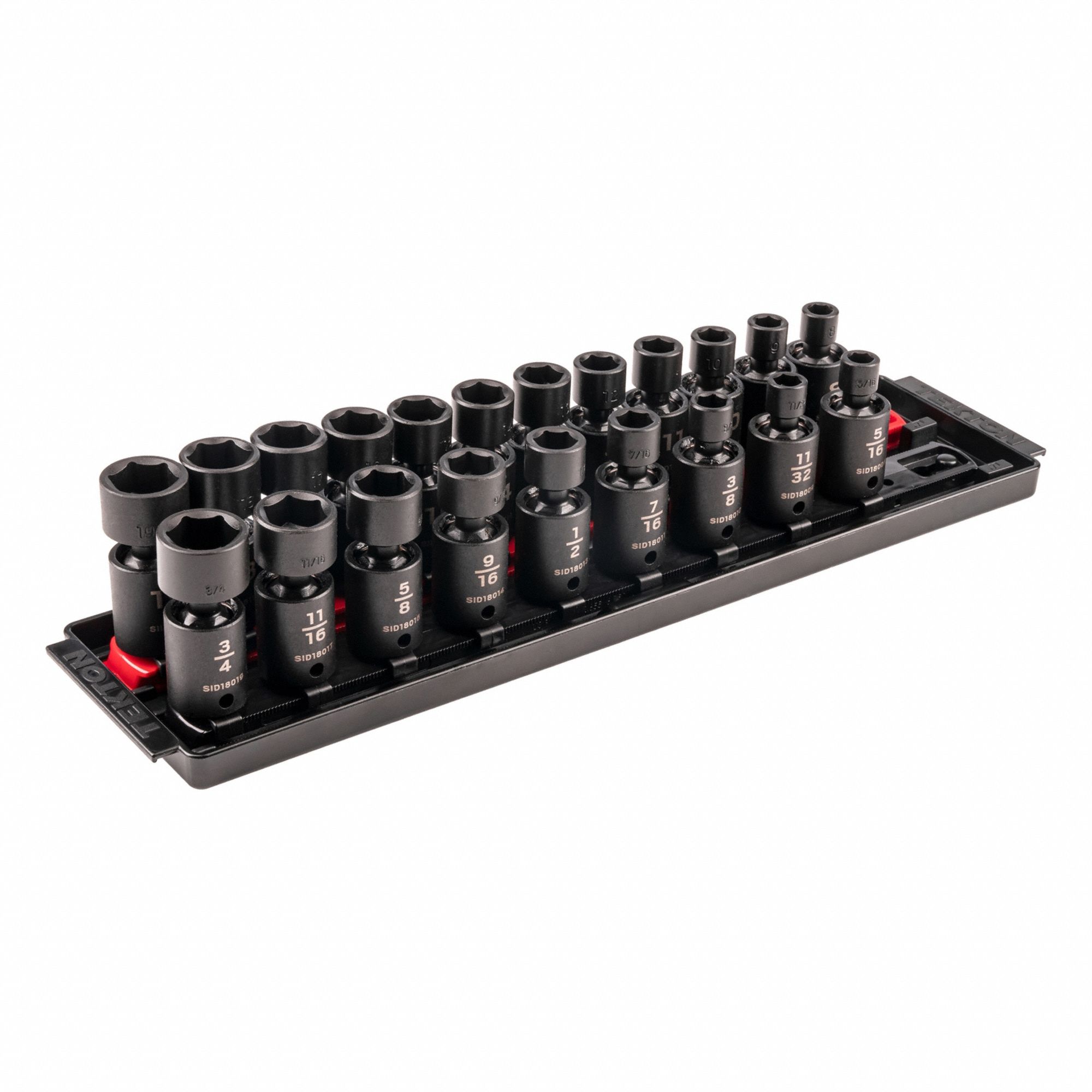 Flex Impact Socket Set: 3/8 in Drive Size, 21 Pieces, (0) 6-Point, (0) 6-Point