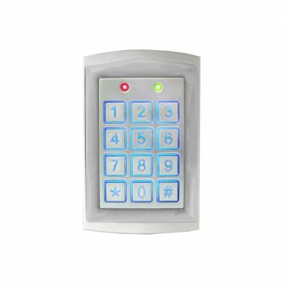 Keypad: 4 3/4 in Ht, 7/8 in Dp, 3 in Wd, Gray, Gray – Aluminum, Gray