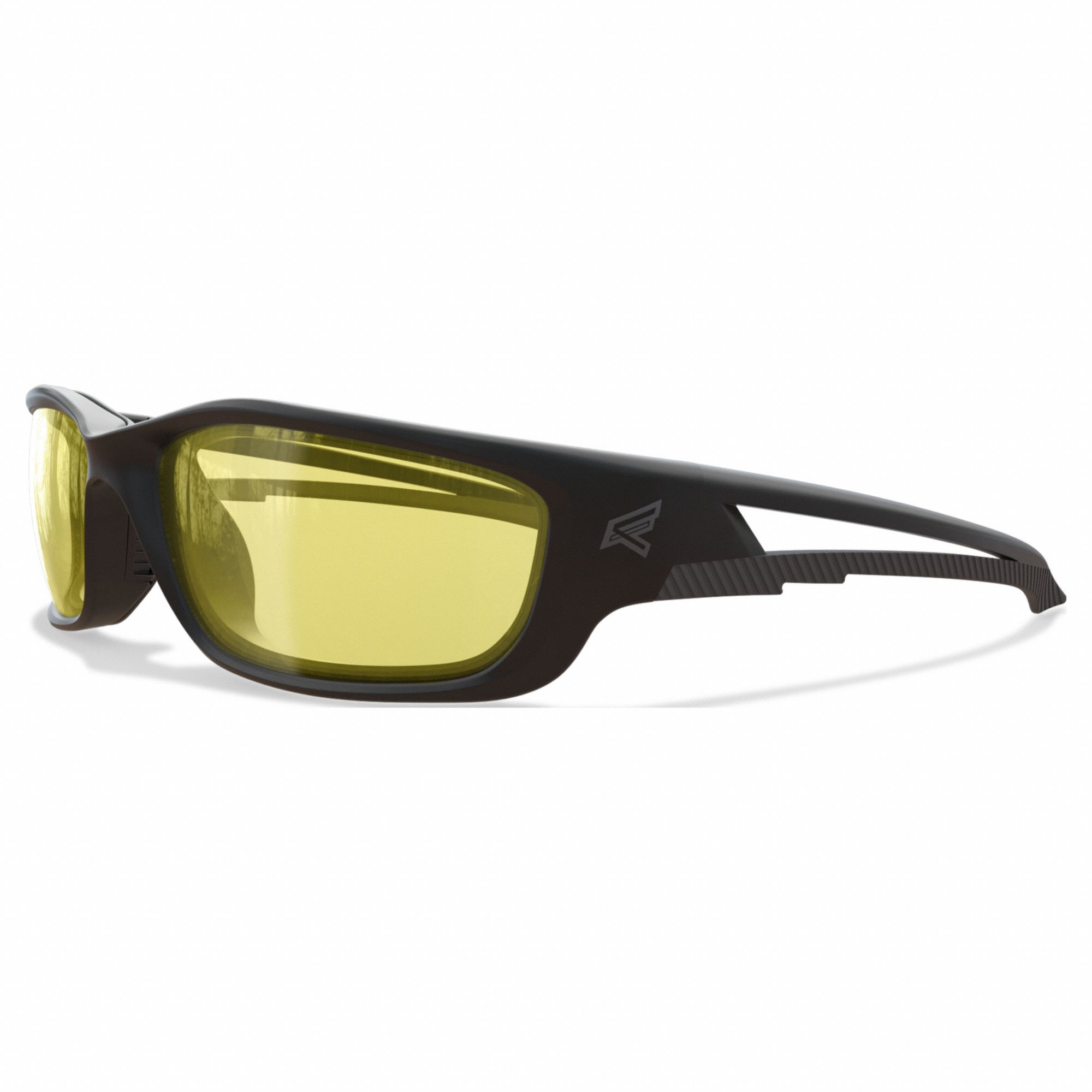Safety Glasses: Yellow Lens, Full-Frame, Metal Detectable, Black Frame