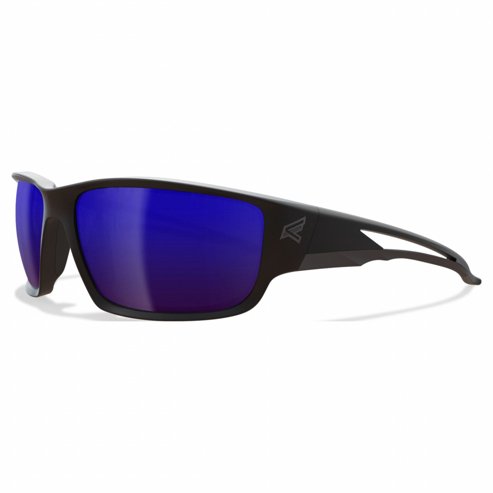 Safety Glasses: Blue Lens, Full-Frame, Mirrored, Metal Detectable, Black Frame