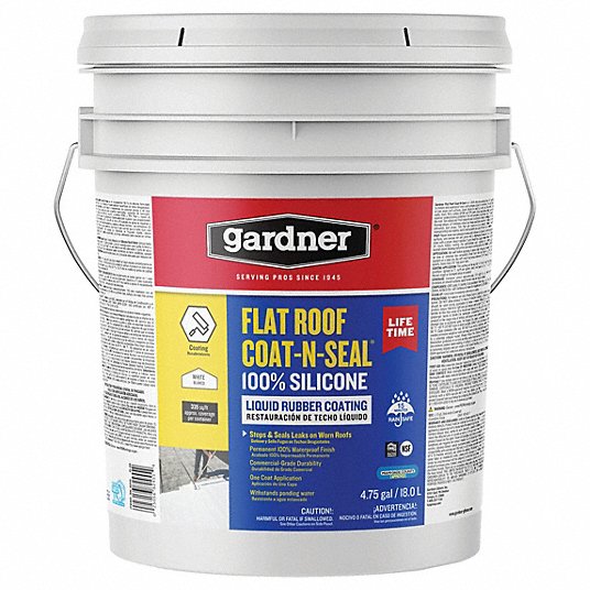 GARDNER, Acrylic Roof Coatings, Liquid Rubber Sealer, Flat Roof Coat-n-Seal Liquid  Rubber Coating - 806K16