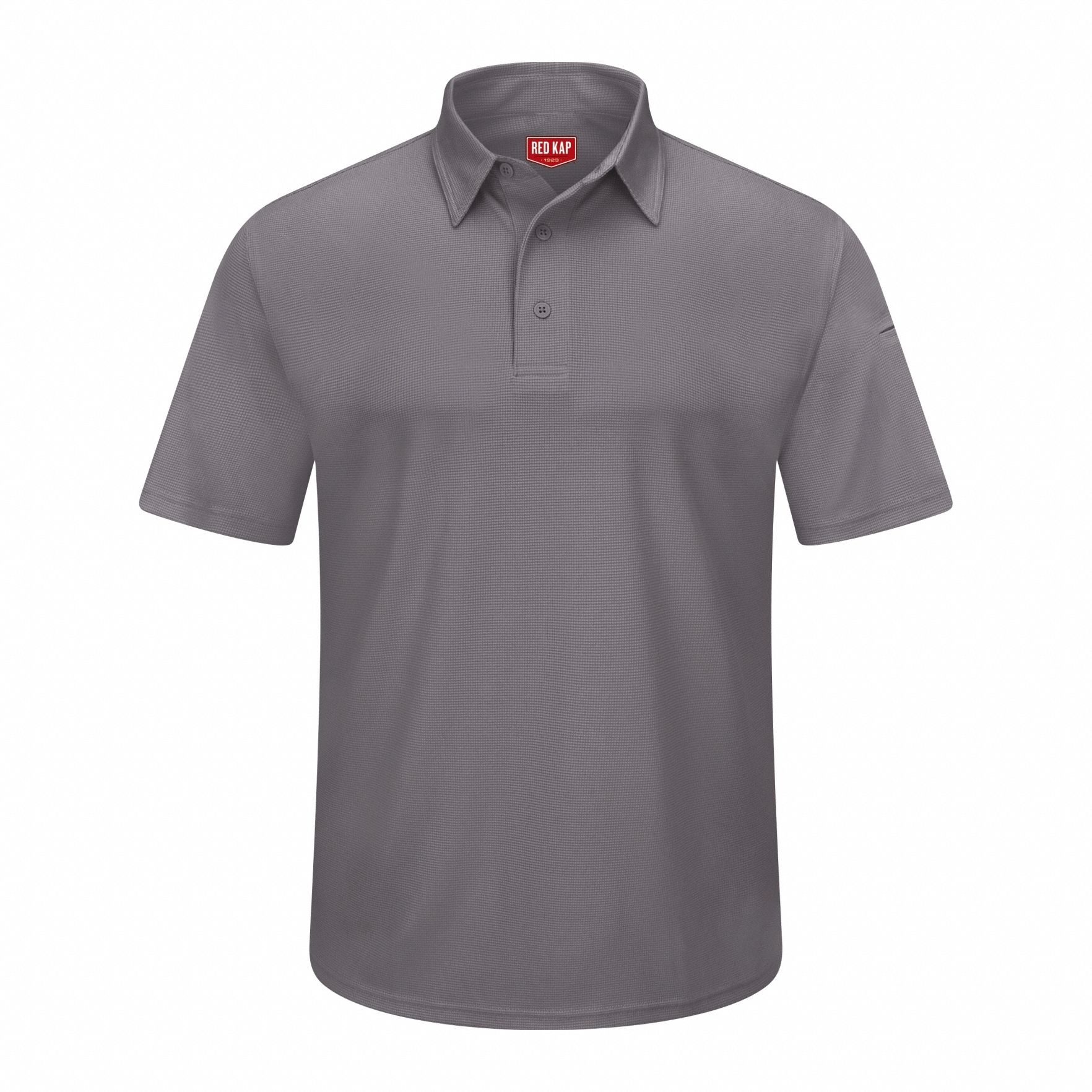 Short Sleeve Polo: Men's, L, Gray, Regular, Polo, Short Sleeve, Polyester, Banded Collar