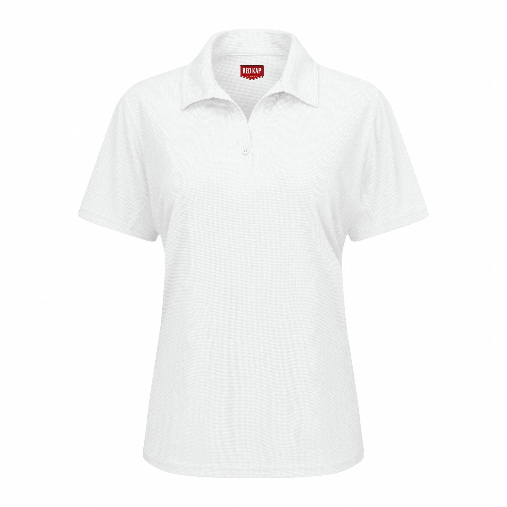 Short Sleeve Polo: Women's, S, White, Regular, Polo, Short Sleeve, Polyester, V-Neck Collar