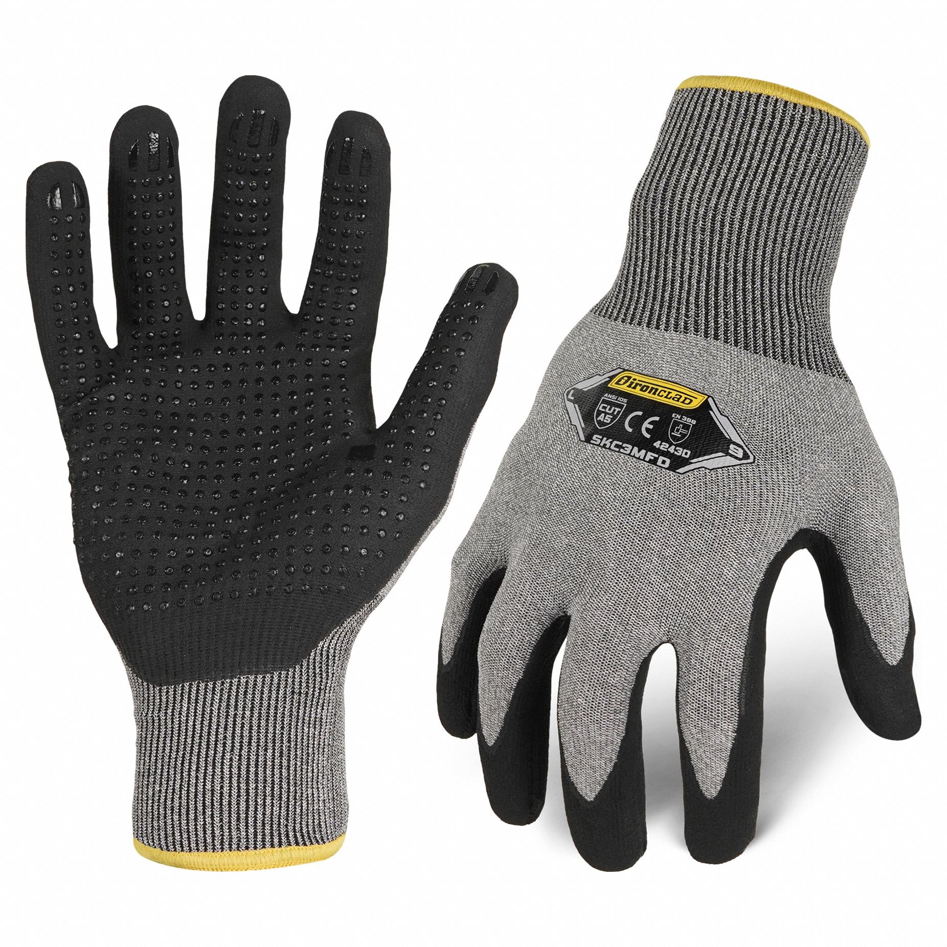 IRONCLAD, L ( 9 ), Dotted, Knit Work Glove - 806UT3|SKC3MFD-04-L - Grainger