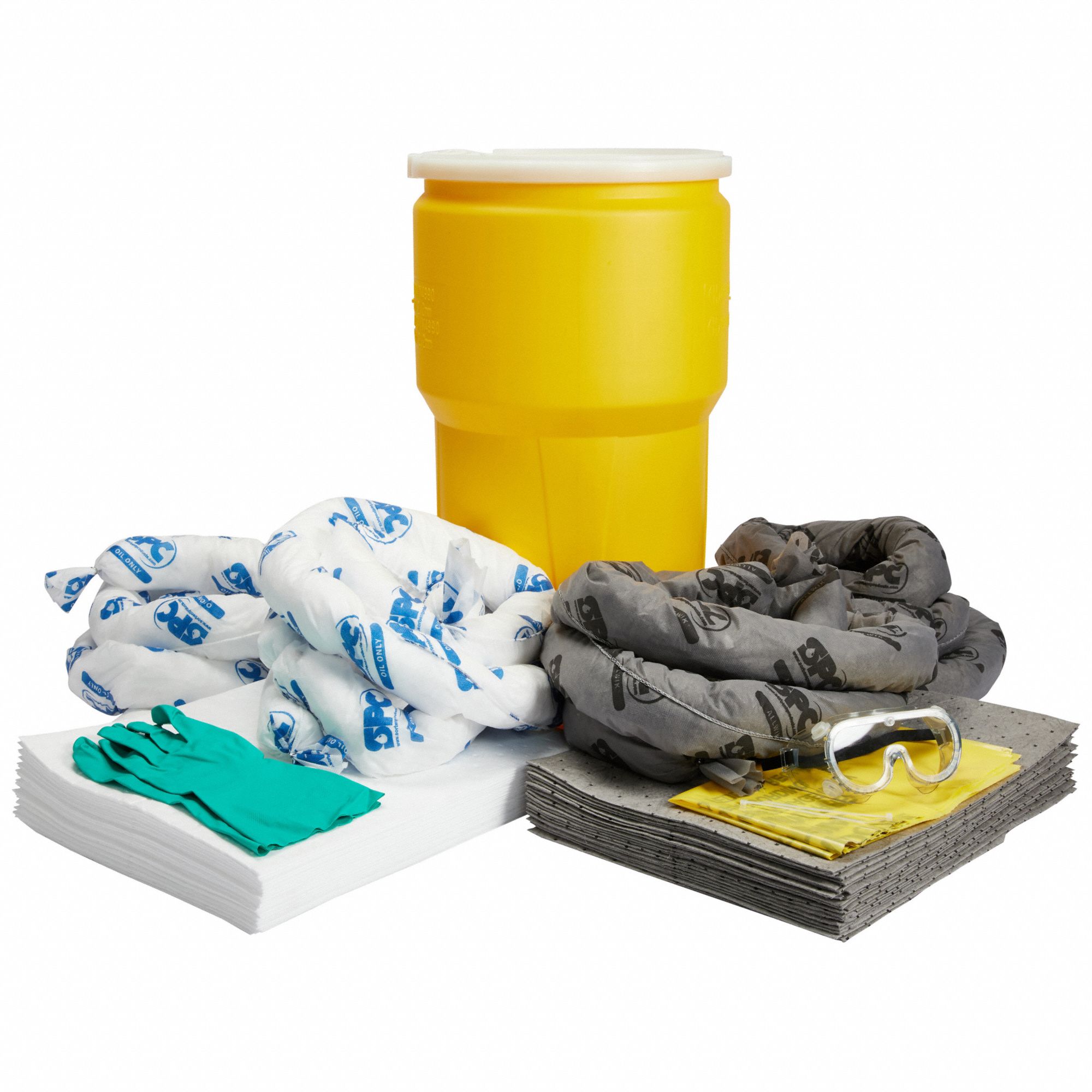 BRADY, 13 gal Volume Absorbed Per Kit, Gray/White, Spill Kit