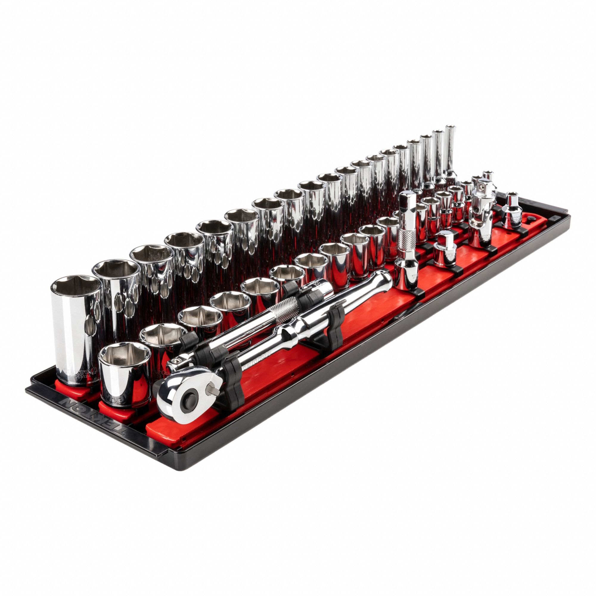Socket and Ratchet Set: 3/8 in Drive, 44 Piece, 6-Point, Metric, 6 mm to 24 mm