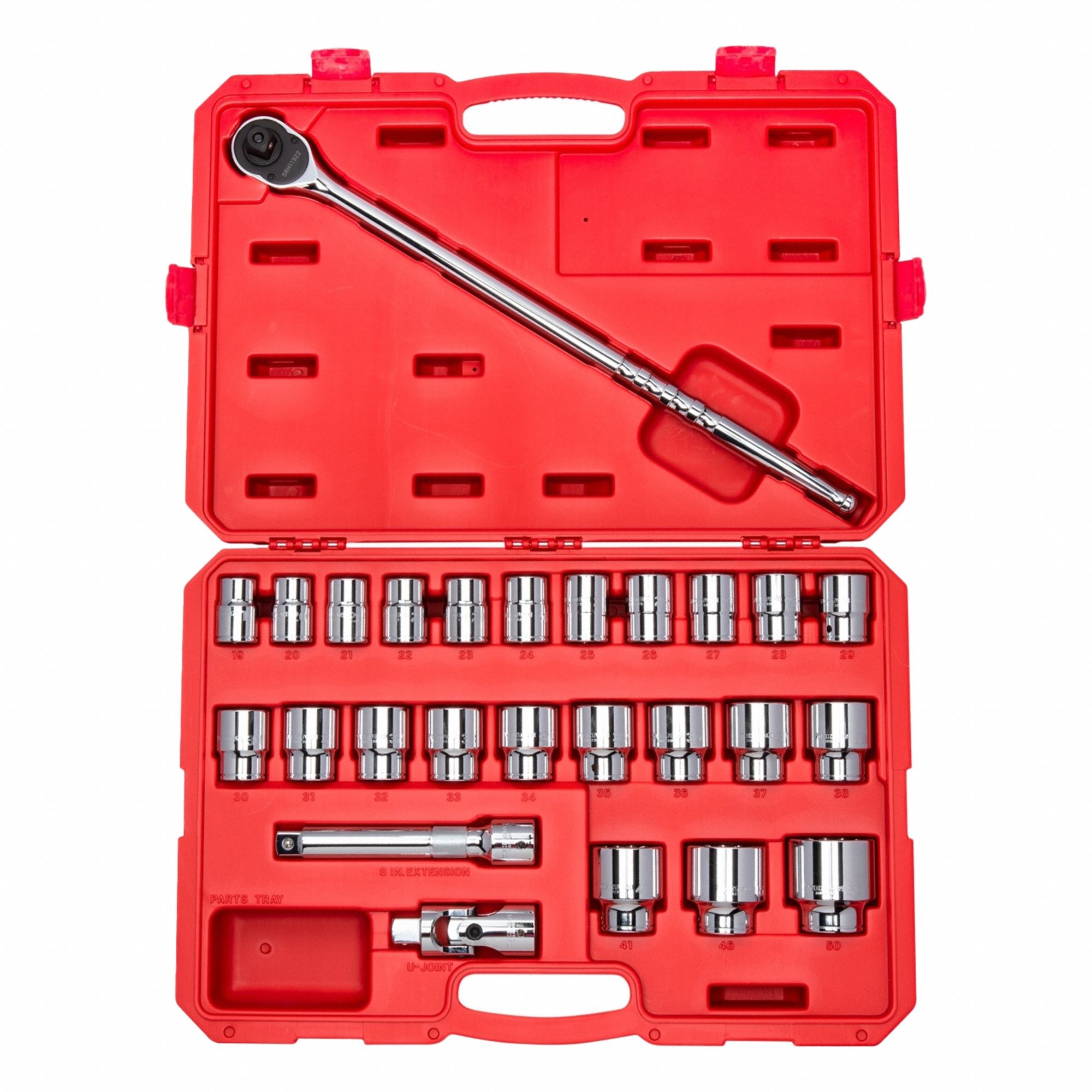 Socket-Ratchet Set, 3/4" Drive 6-Poin: 3/4 in Drive, 26 Piece, 6-Point, Metric, 19 mm to 50 mm