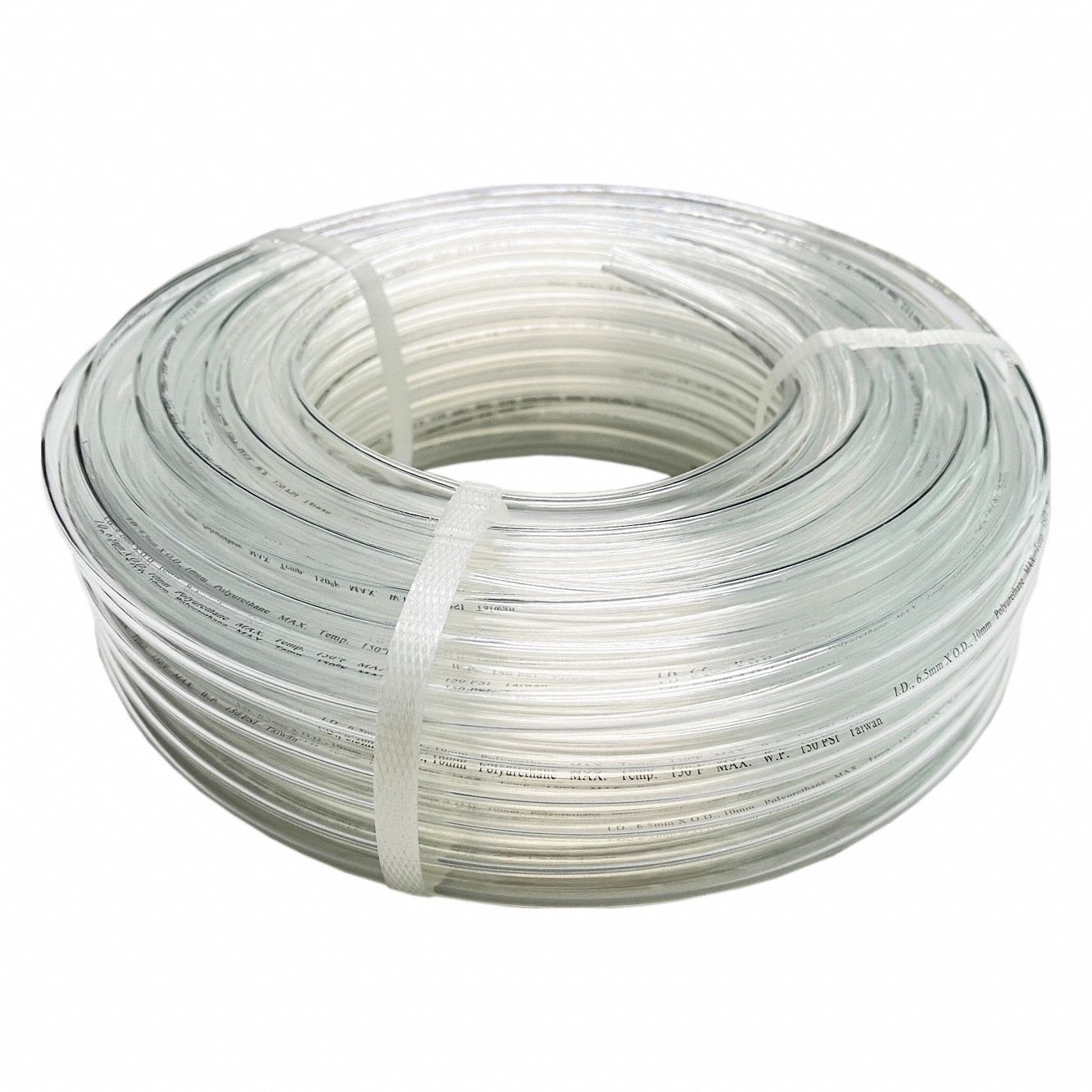 TUBING: POLYURETHANE, INSIDE DIAMETER 6.5 MM, OUTSIDE DIAMETER 10 MM, 100 FT LG, BEIGE