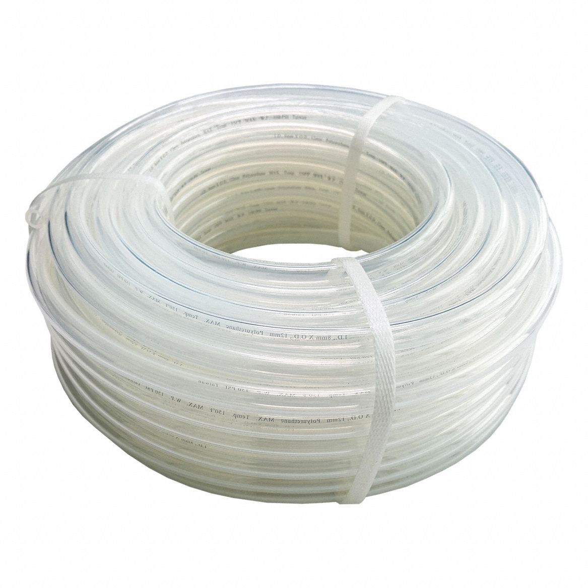 TUBING: POLYURETHANE, INSIDE DIAMETER 8 MM, OUTSIDE DIAMETER 12 MM, 100 FT LG, BEIGE