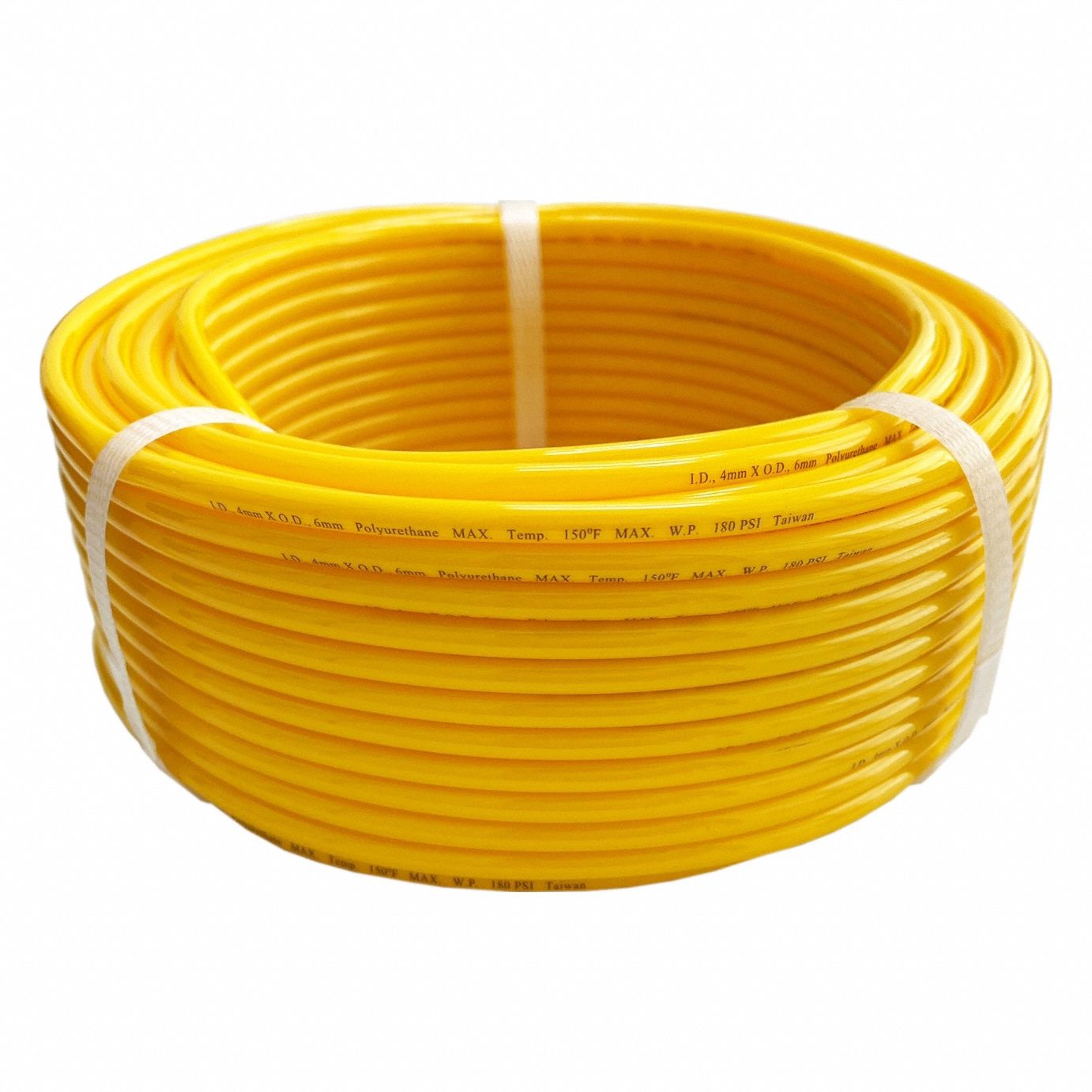 TUBING: POLYURETHANE, INSIDE DIAMETER 4 MM, OUTSIDE DIAMETER 6 MM, 100 FT LG, YELLOW