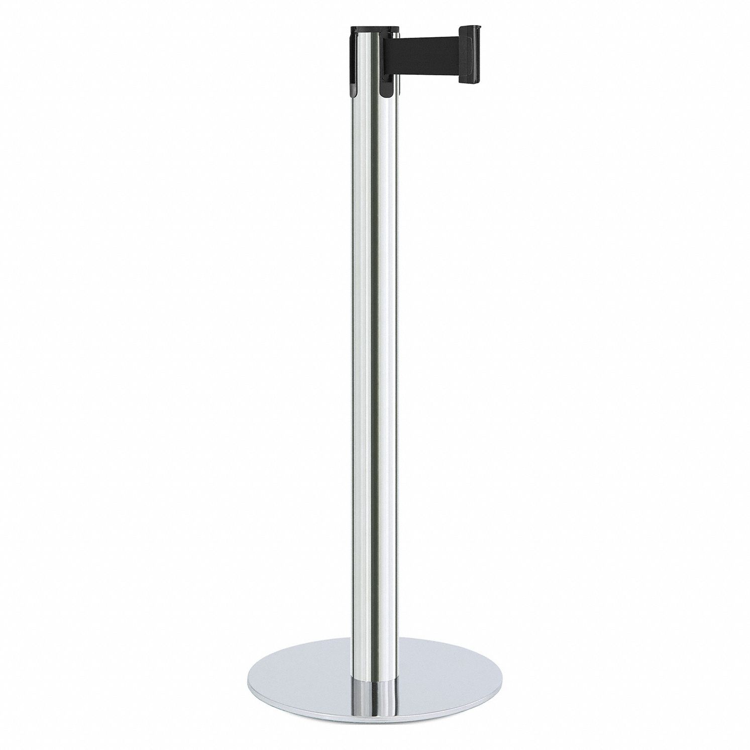 Barrier Post with Belt: Black, No Pattern, No Legend, 7 ft Belt Lg, Silver, 7 ft x 2 in