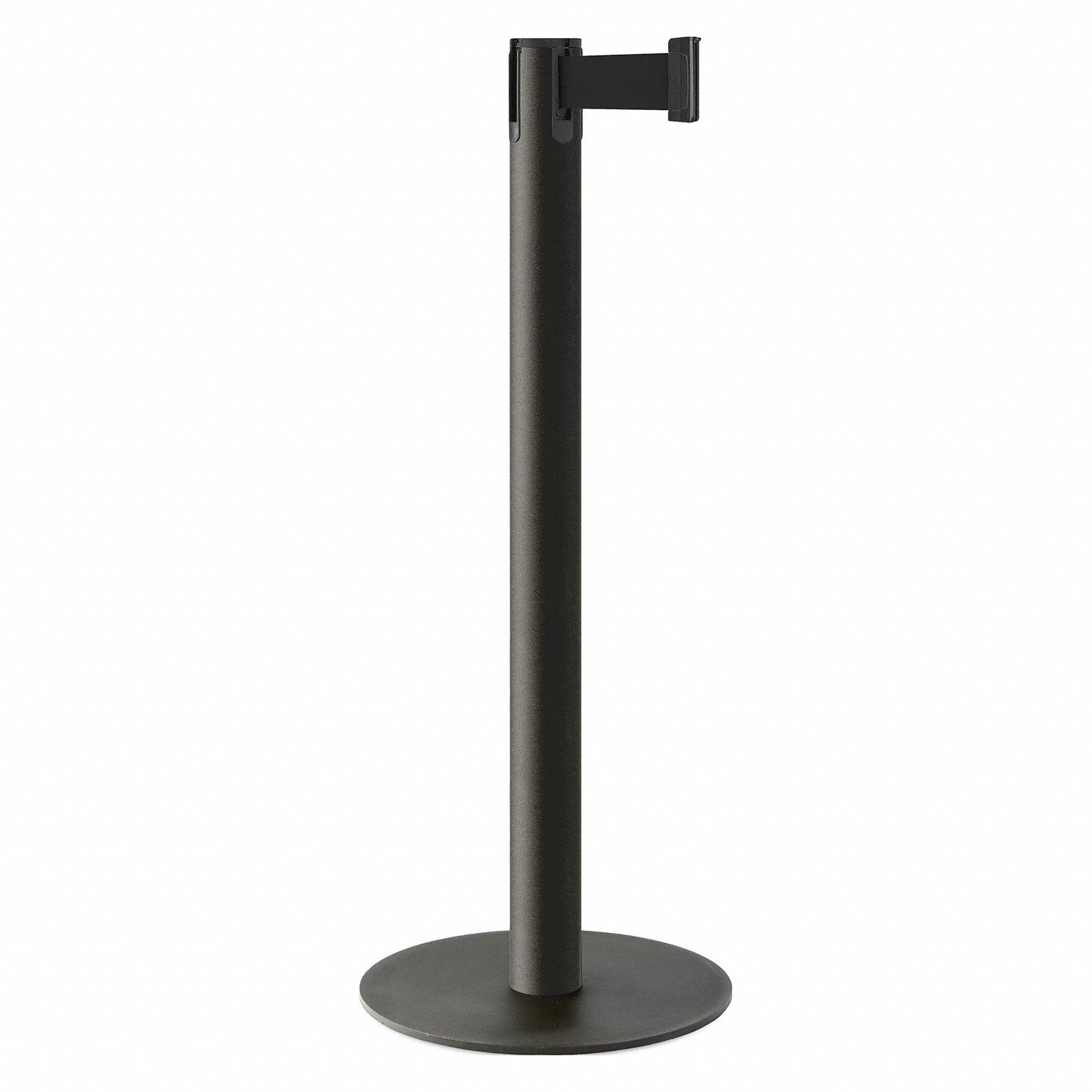 Barrier Post with Belt: Black, No Pattern, No Legend, 10 ft Belt Lg, Black, 10 ft x 2 in