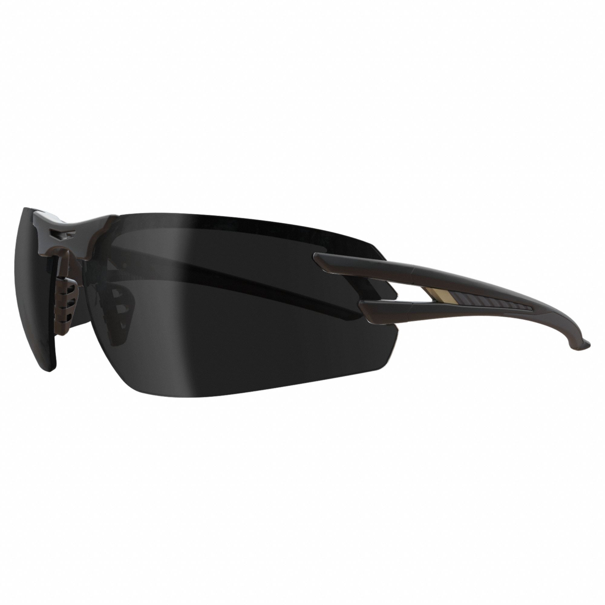 Safety Glasses: Smoke Lens, Half-Frame, Vapor Shield, Black Frame, Salita Series