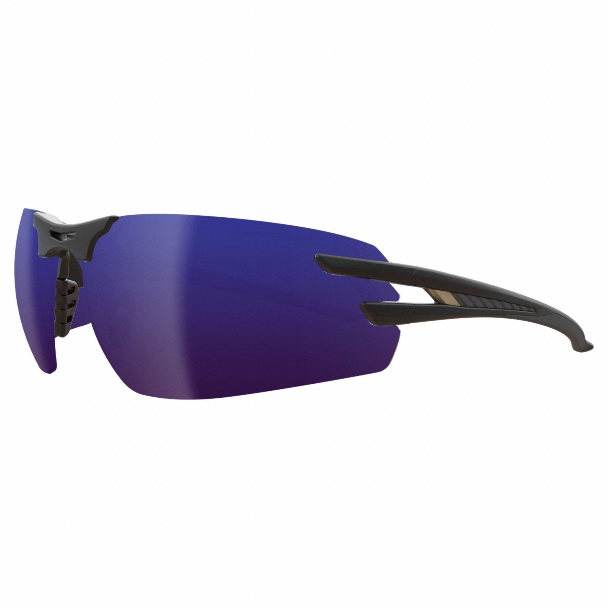 Safety Glasses: Blue Lens, Half-Frame, Mirrored, Black Frame, Salita Series
