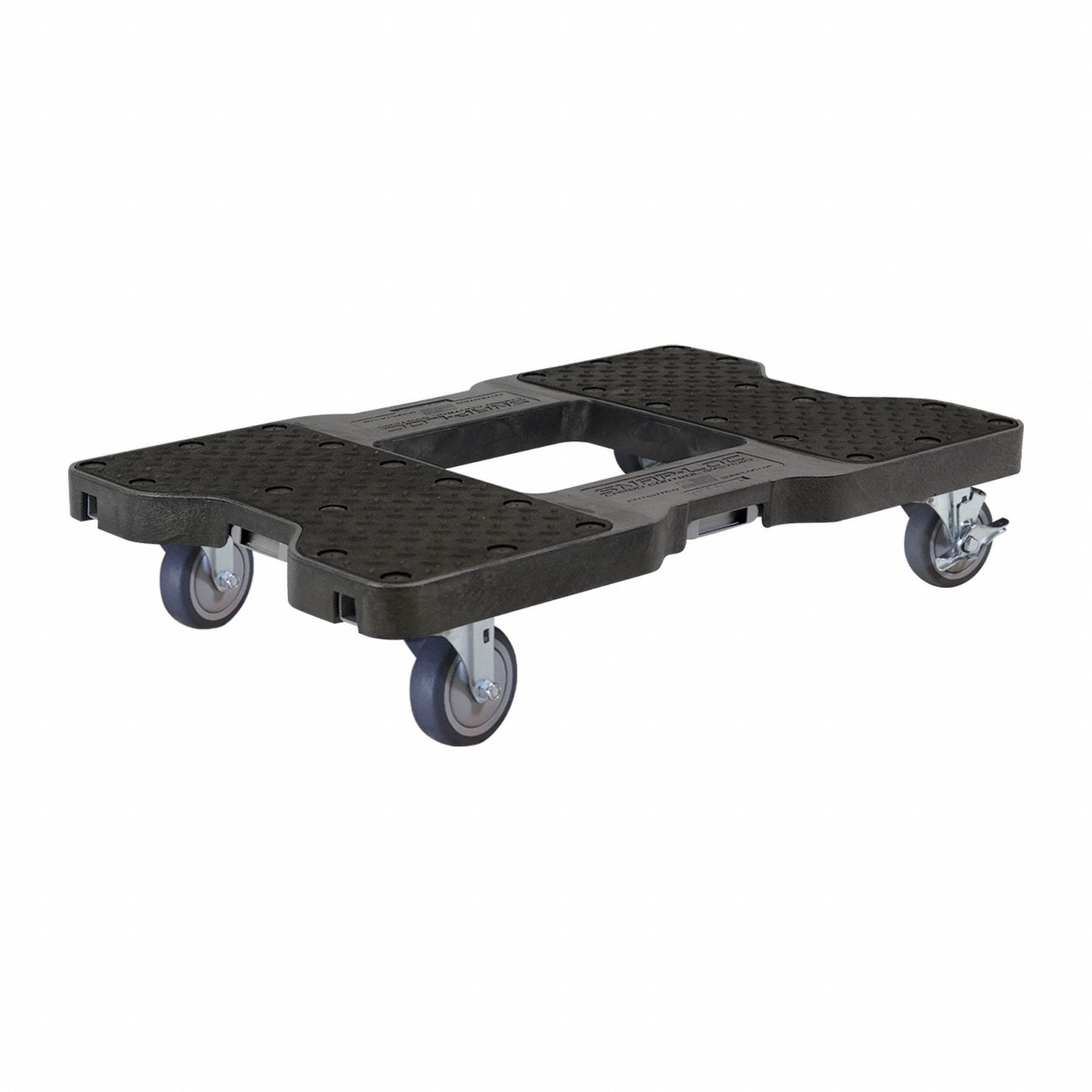 SNAP-LOC General Purpose Dolly: 1,200 lb, Black, 32 in L x 21 in W x 7 in H Deck, Textured (MPN SL1200D4TB). Key specifications — Brand: SNAP-LOC; Color: Black; Caster/Wheel Configuration: (2) Swivel with Brake; Lip Type: Flush.