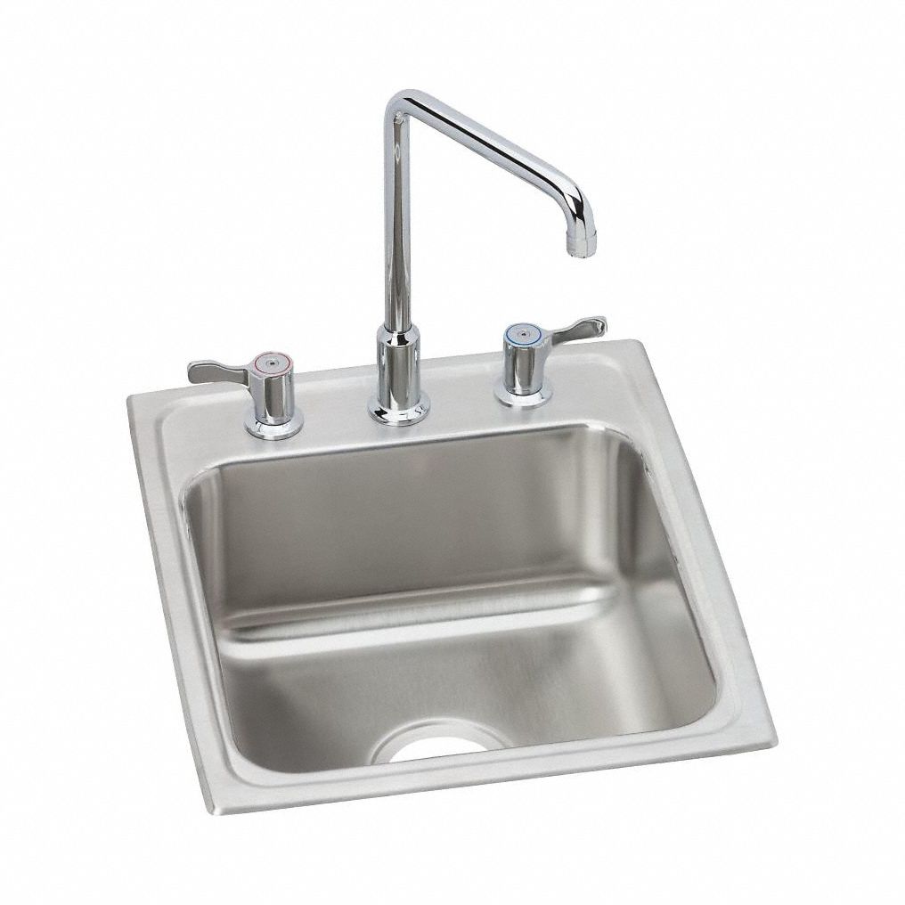Bowl Drop-In Sink: 21 in Overall Lg, 17 in Overall Wd, 6 in Bowl Dp, 1 Bowls