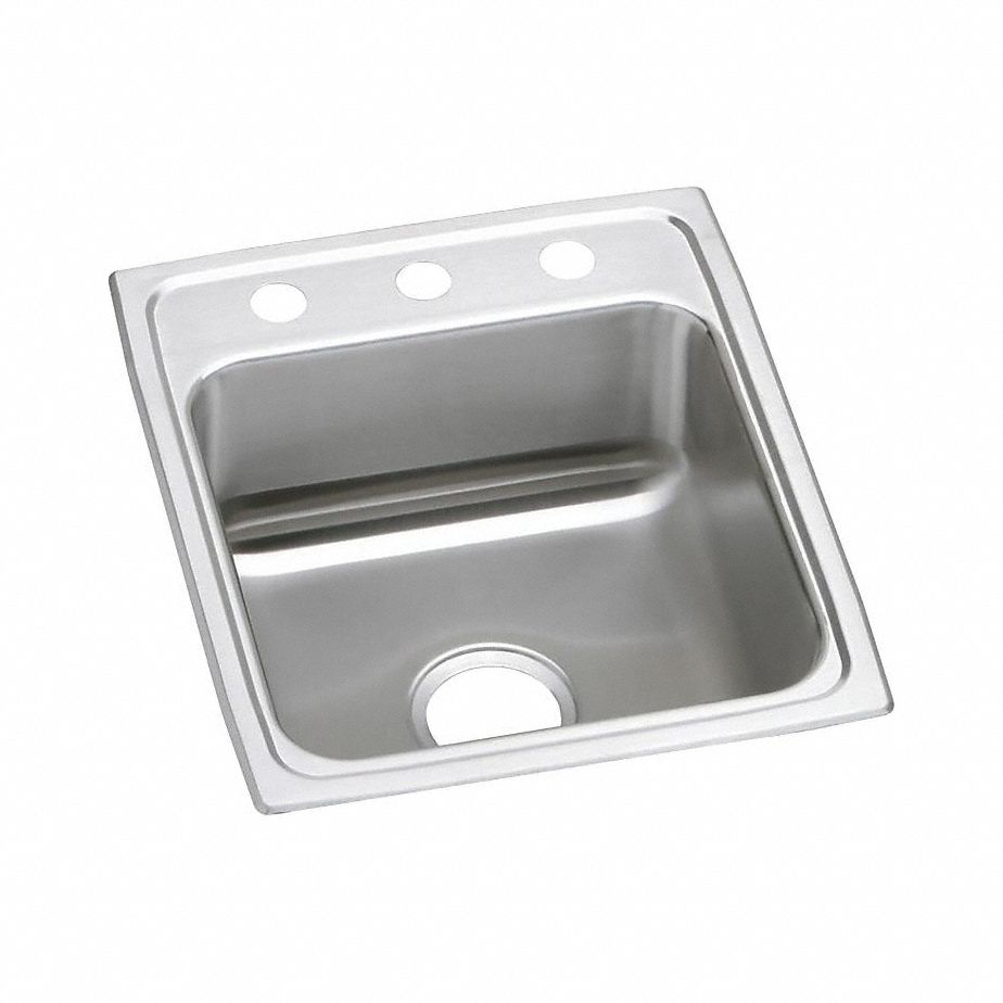 Bowl Drop-In Sink: 22 in Overall Lg, 15 in Overall Wd, 7 5/8 in Bowl Dp, 1 Bowls