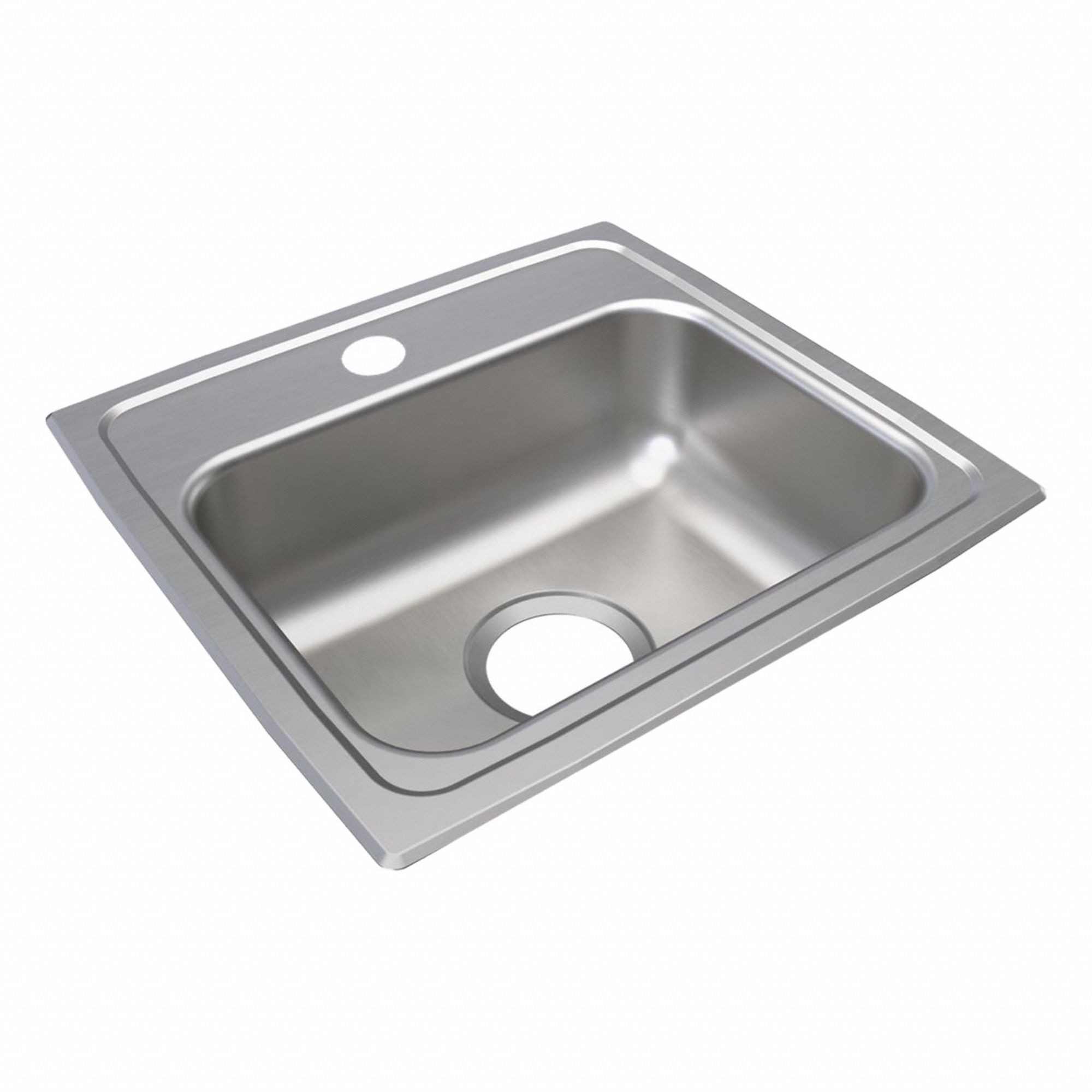 Bowl Drop-In Sink: 17 in Overall Lg, 16 in Overall Wd, 5 in Bowl Dp, 1 Bowls