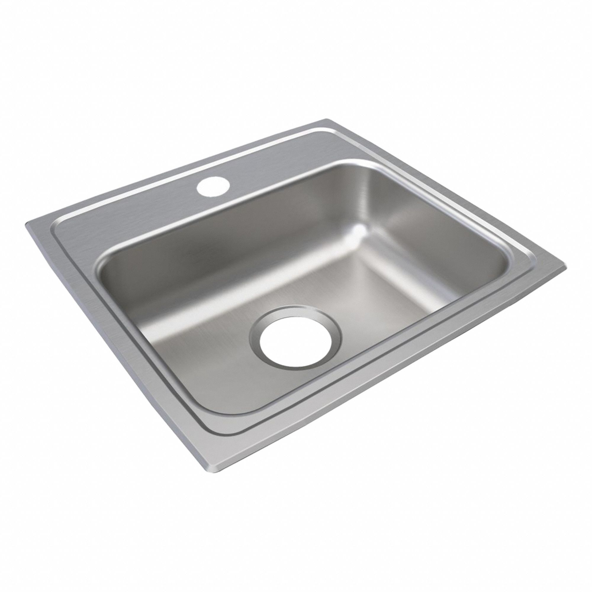 Bowl Drop-In Sink: 19 in Overall Lg, 18 in Overall Wd, 5 in Bowl Dp, 1 Bowls