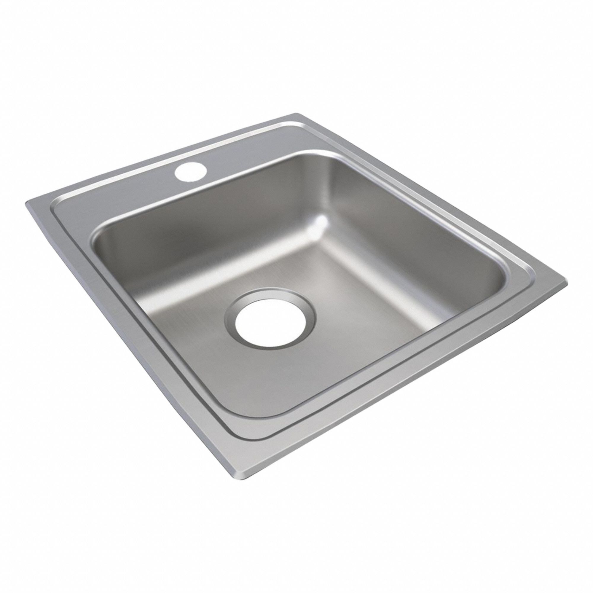 Bowl Drop-In Sink: 20 in Overall Lg, 17 in Overall Wd, 5 in Bowl Dp, 1 Bowls