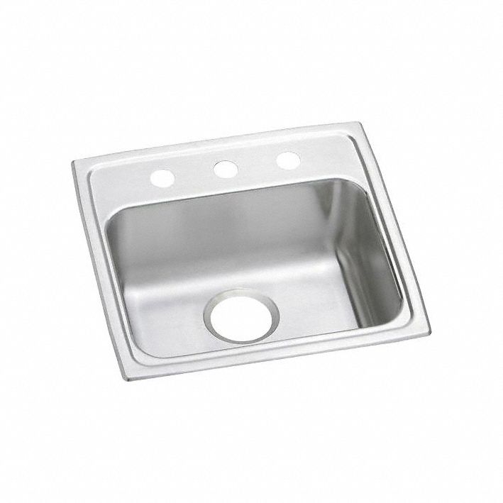 Bowl Drop-In Sink: 19 1/2 in Overall Lg, 19 in Overall Wd, 4 in Bowl Dp, 1 Bowls