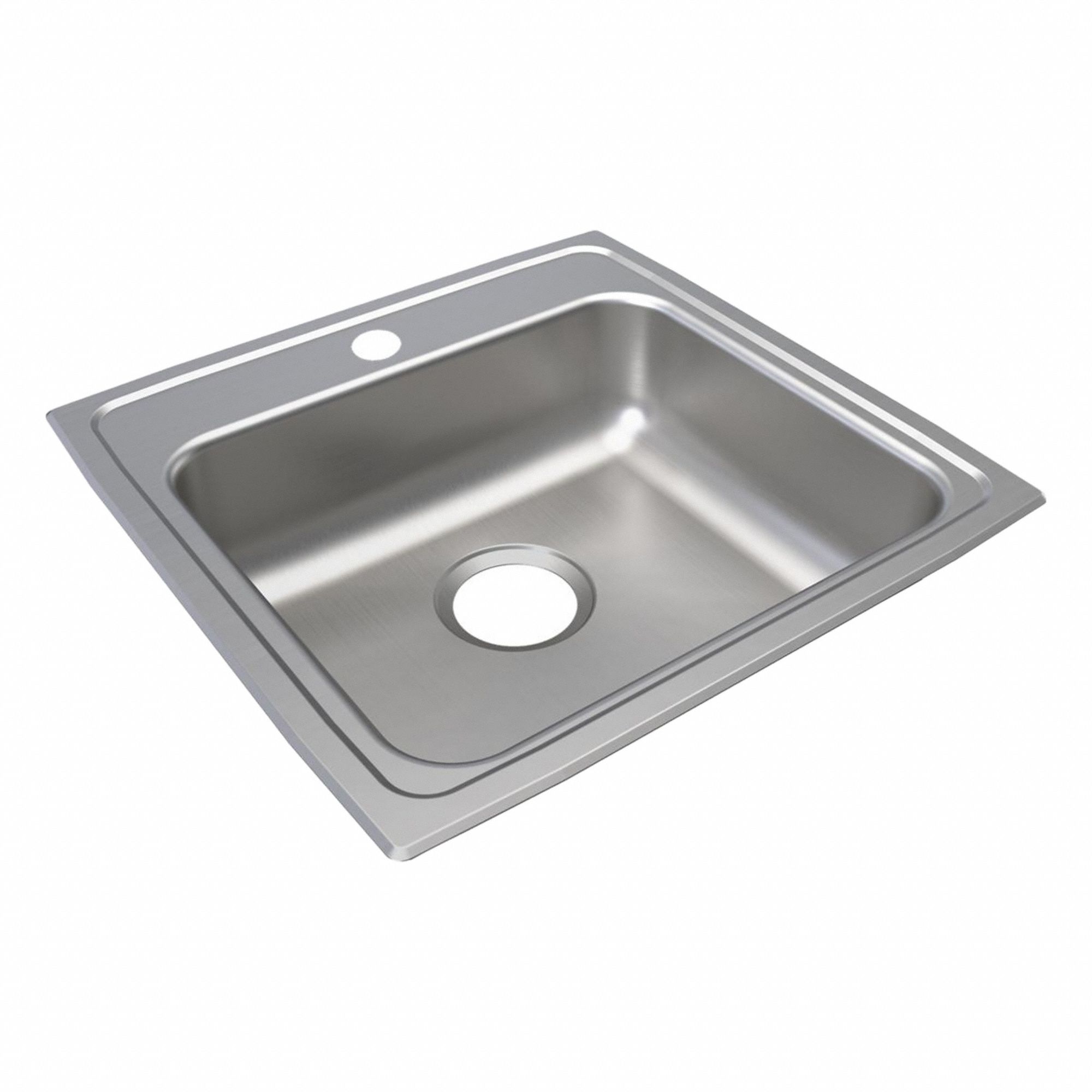 Bowl Drop-In Sink: 19 1/2 in Overall Lg, 19 in Overall Wd, 5 in Bowl Dp, 1 Bowls