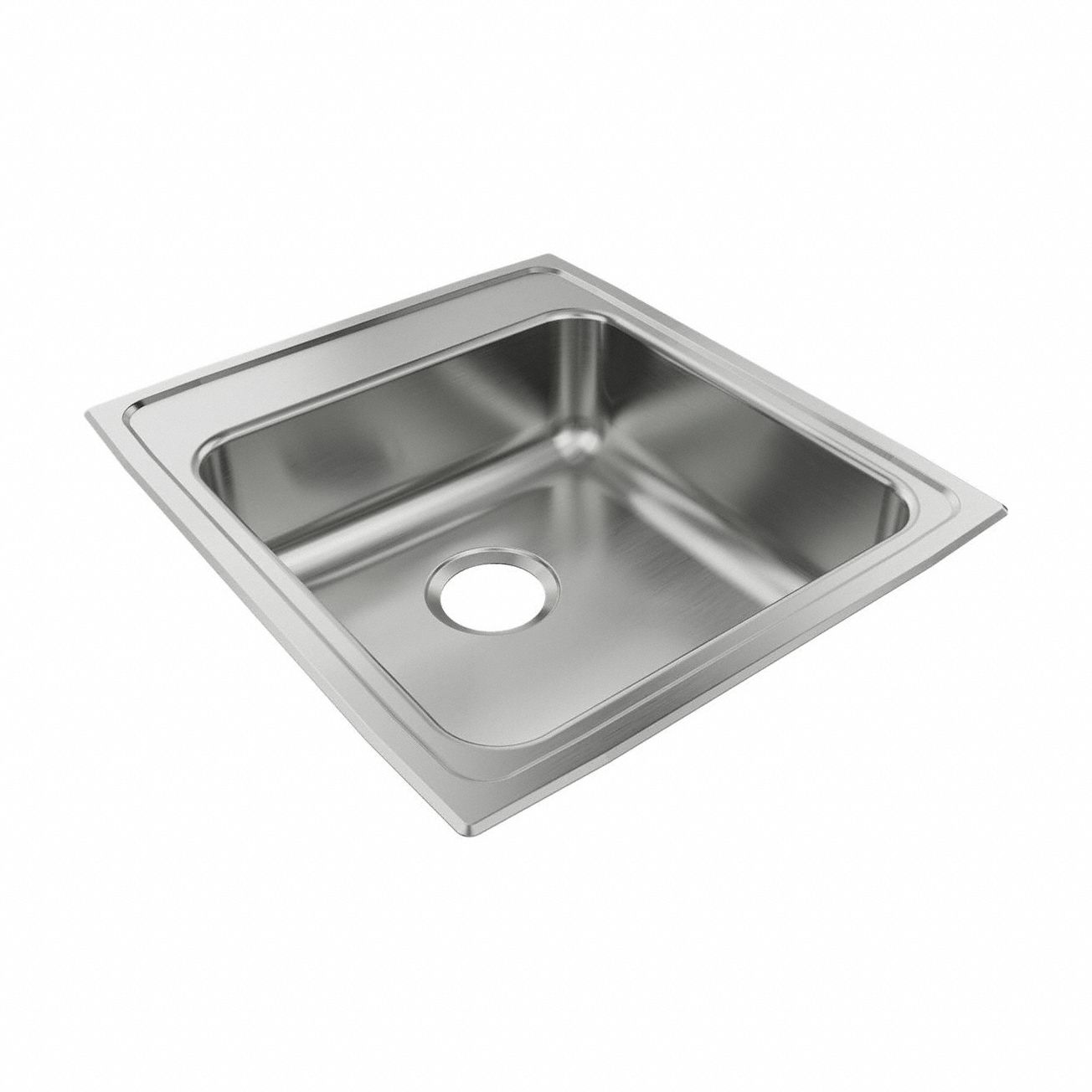Bowl Drop-In Sink: 21 in Overall Lg, 19 1/2 in Overall Wd, 6 1/2 in Bowl Dp