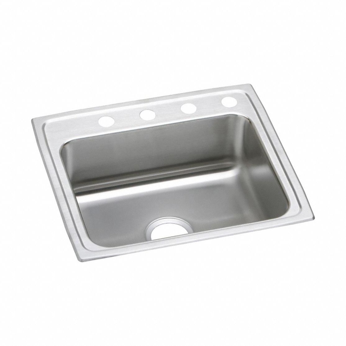 Bowl Drop-In Sink: 25 in Overall Lg, 21 1/4 in Overall Wd, 4 1/2 in Bowl Dp