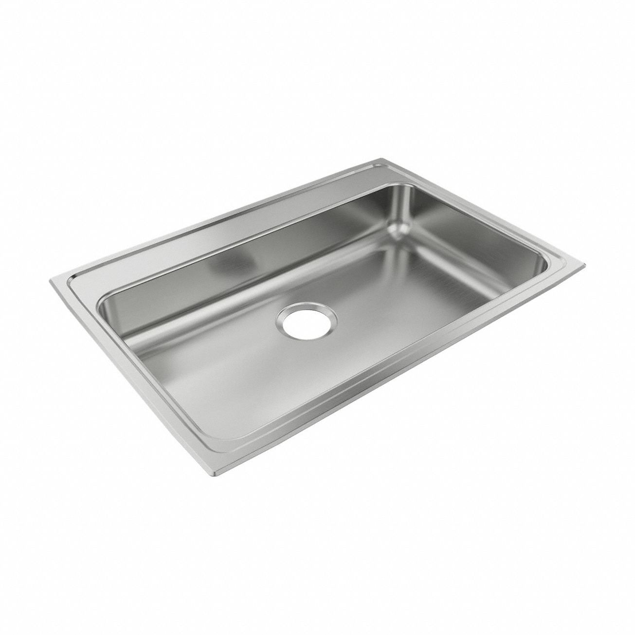 Bowl Drop-In Sink: 31 in Overall Lg, 21 1/4 in Overall Wd, 4 1/2 in Bowl Dp