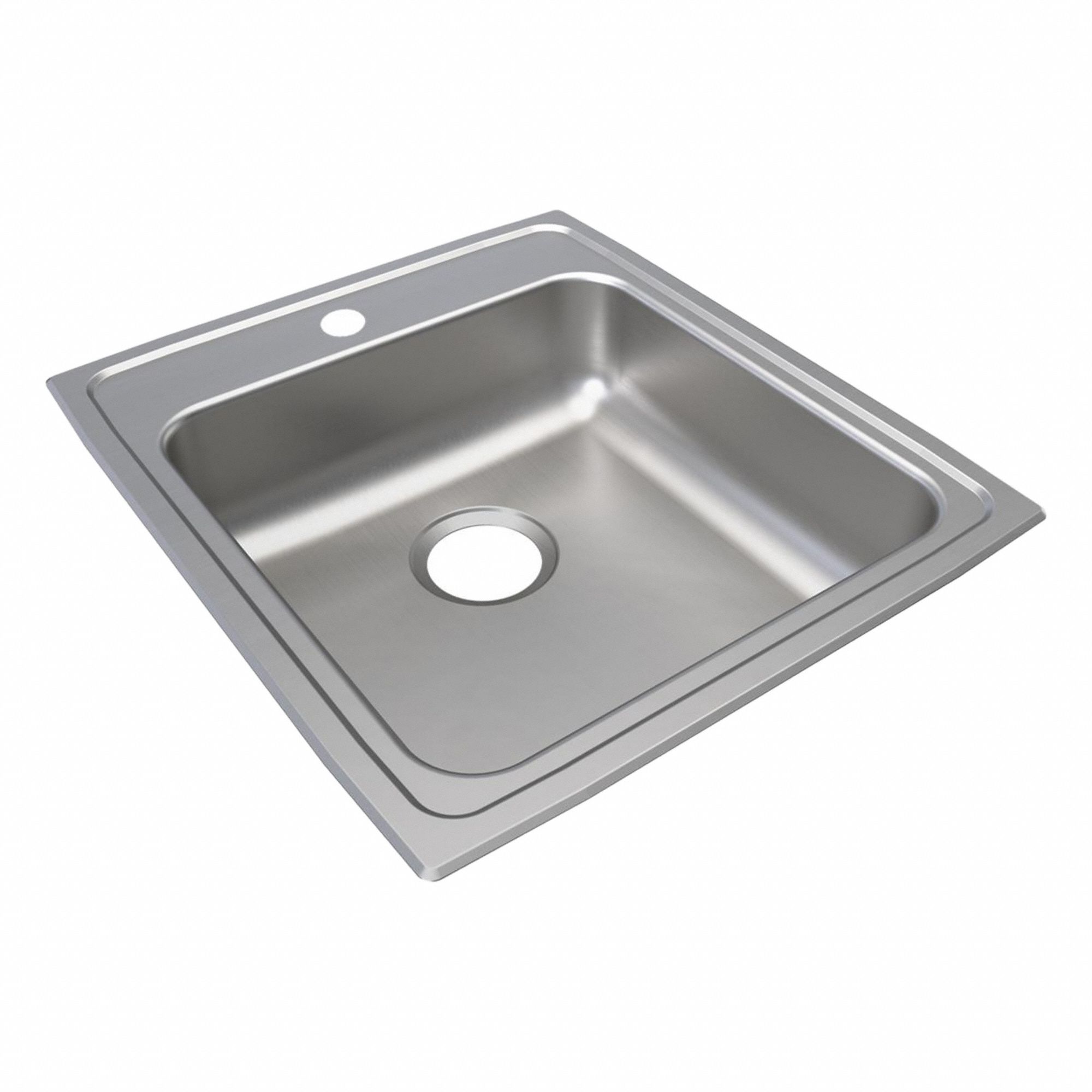 Bowl Drop-In Sink: 21 in Overall Lg, 19 1/2 in Overall Wd, 5 1/2 in Bowl Dp