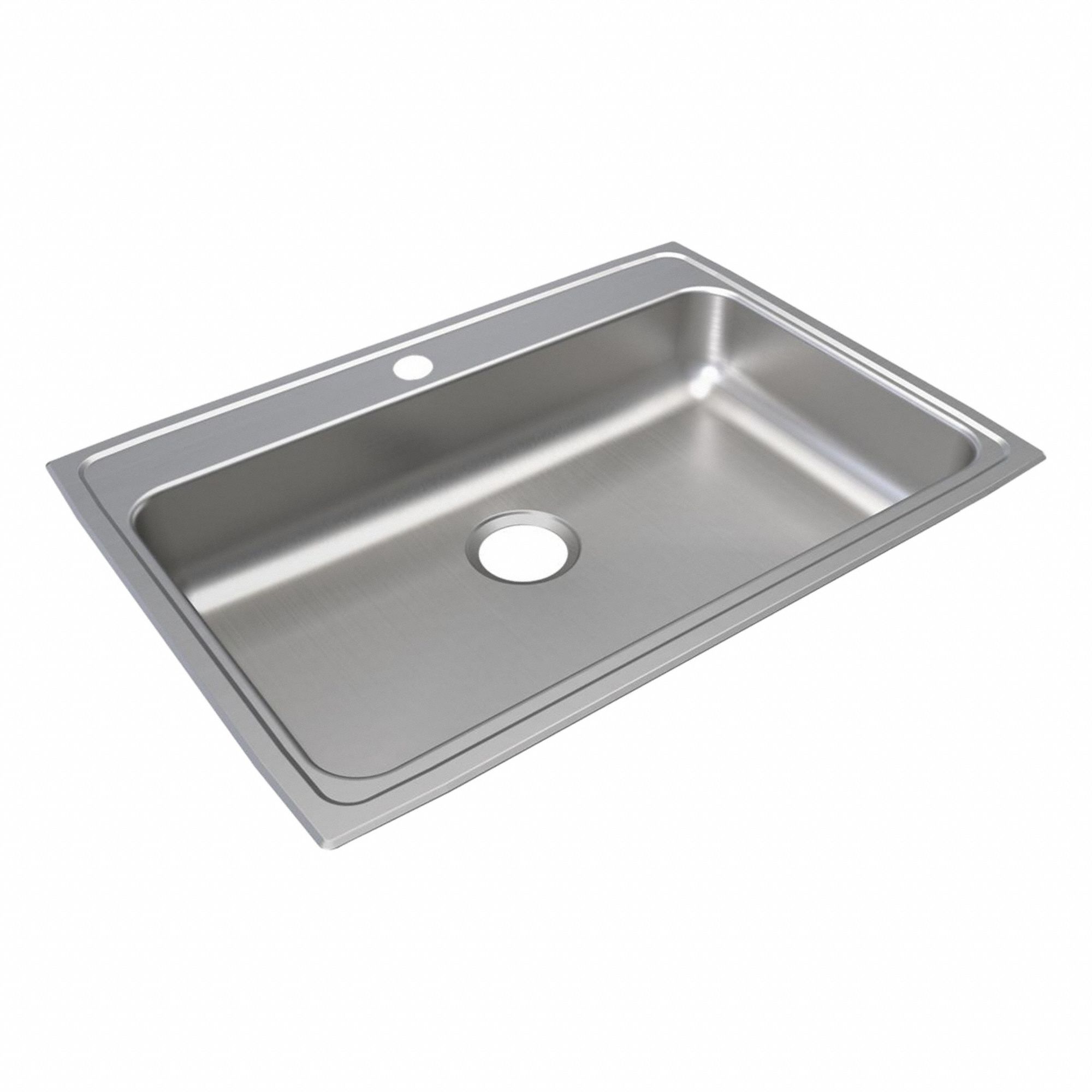 Bowl Drop-In Sink: 31 in Overall Lg, 22 in Overall Wd, 5 1/2 in Bowl Dp, 1 Bowls