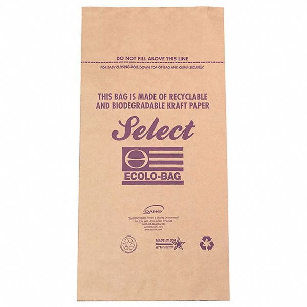 Paper Bags: 30 gal Capacity, 18 in Wd, 36 in Ht, 40 lb Max. Load, Brown, 50 PK