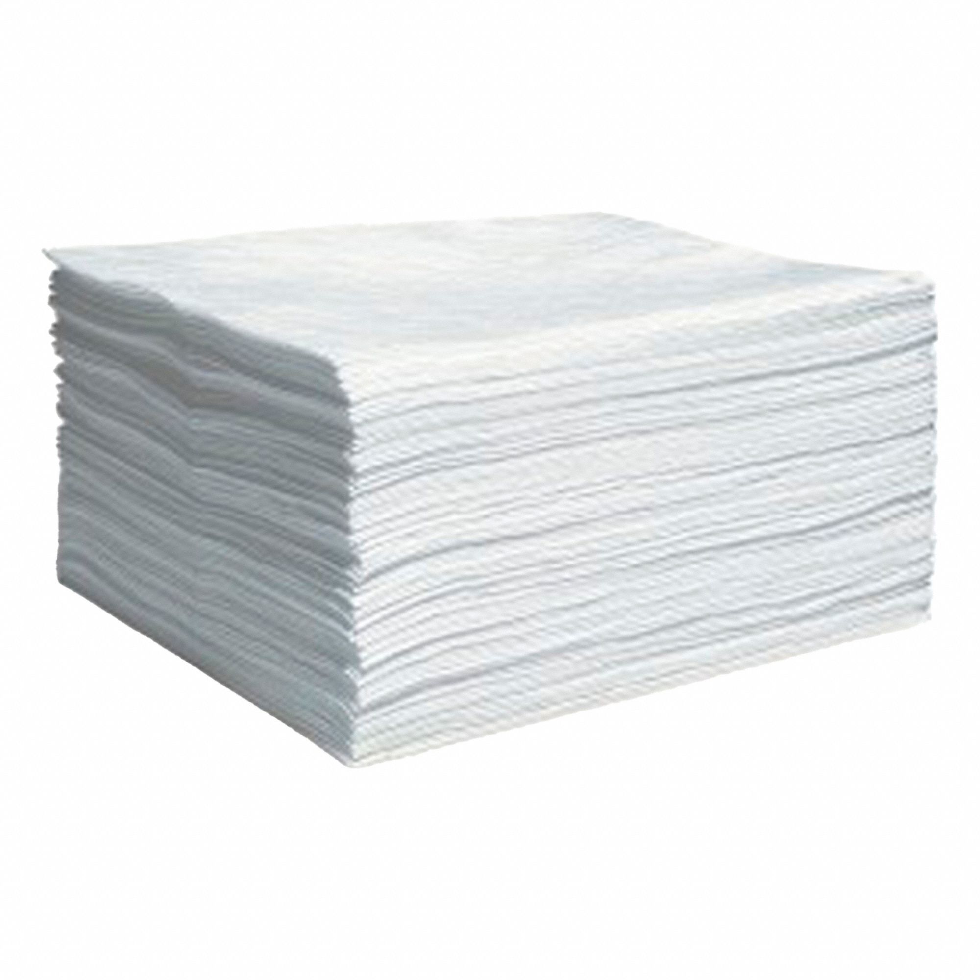 FEUILLES ABSORBANTES, 7 1/2 PO EN TAILLE PERFORÉE, 18 PO X 15 PO, 25 OZ ABSORBÉES PAR TAMPON, 20 GAL PAR PAQUET, BLANC