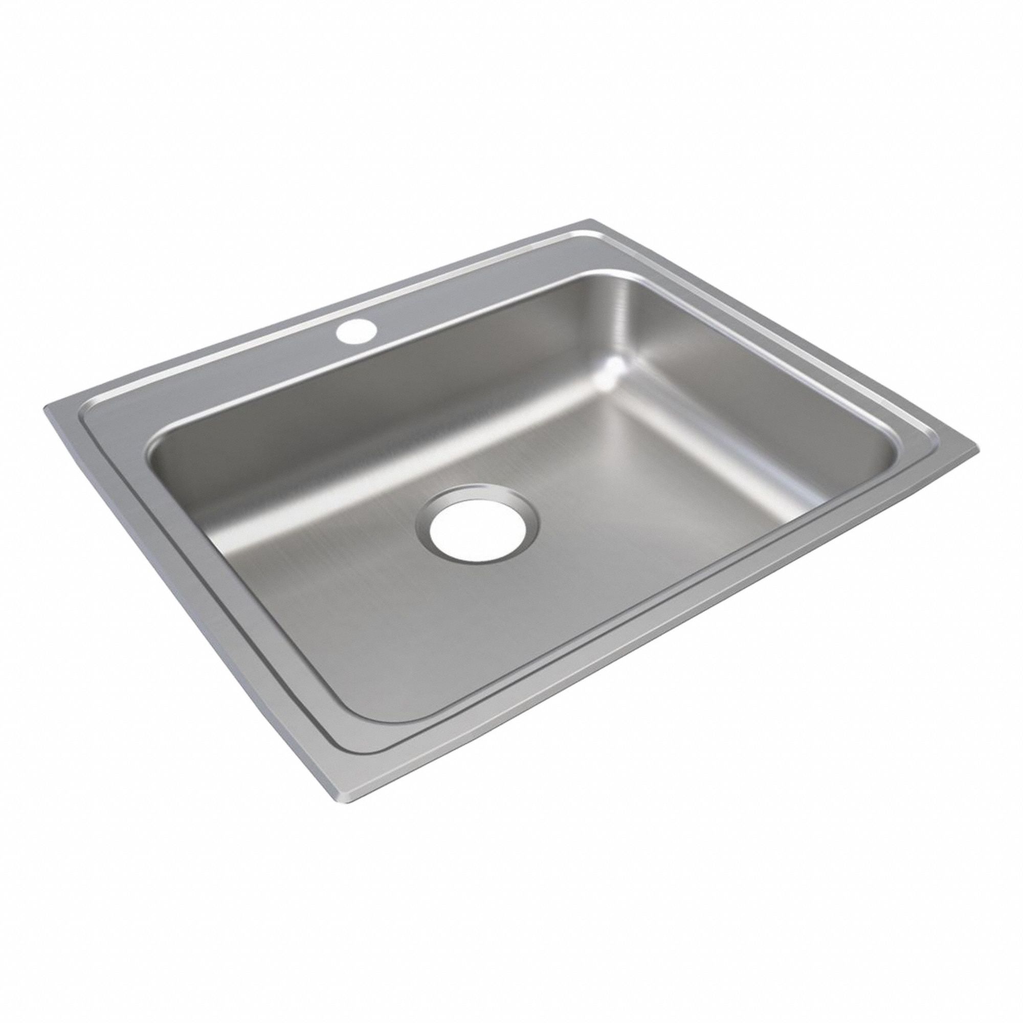 Bowl Drop-In Sink: 25 in Overall Lg, 21 1/4 in Overall Wd, 5 1/2 in Bowl Dp