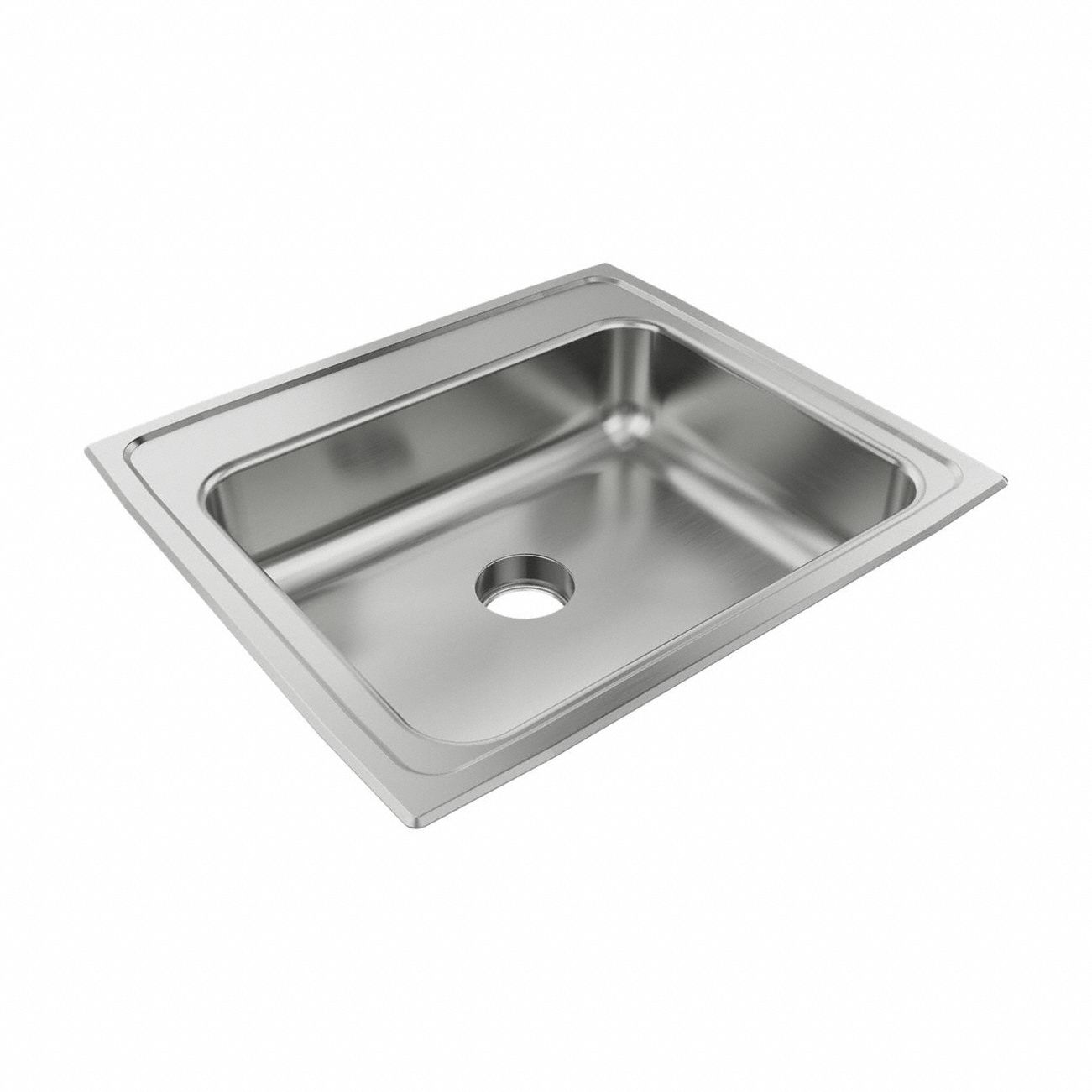 Bowl Drop-In Sink: 22 in Overall Lg, 19 1/2 in Overall Wd, 4 1/2 in Bowl Dp