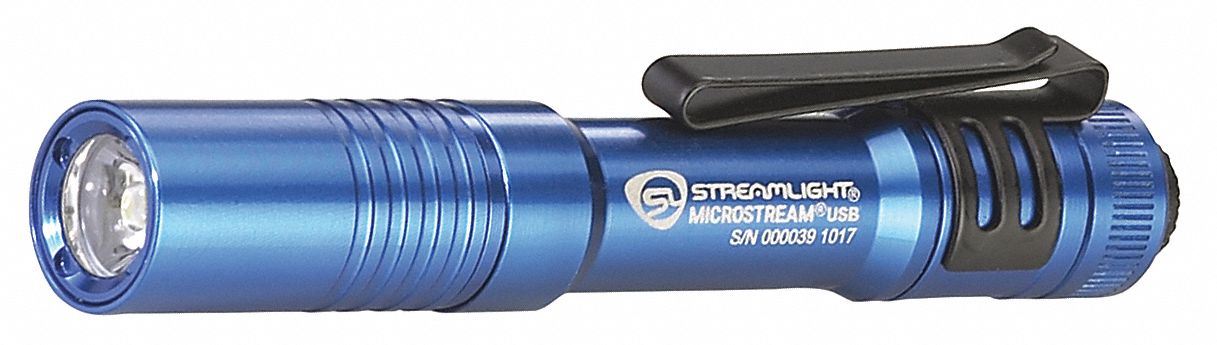 LED PEN LIGHT, WITH LITHIUM BATTERY, 250/50 LUMENS, BLUE, 3.87 X 0.61 IN, POLYCARBONATE/AL